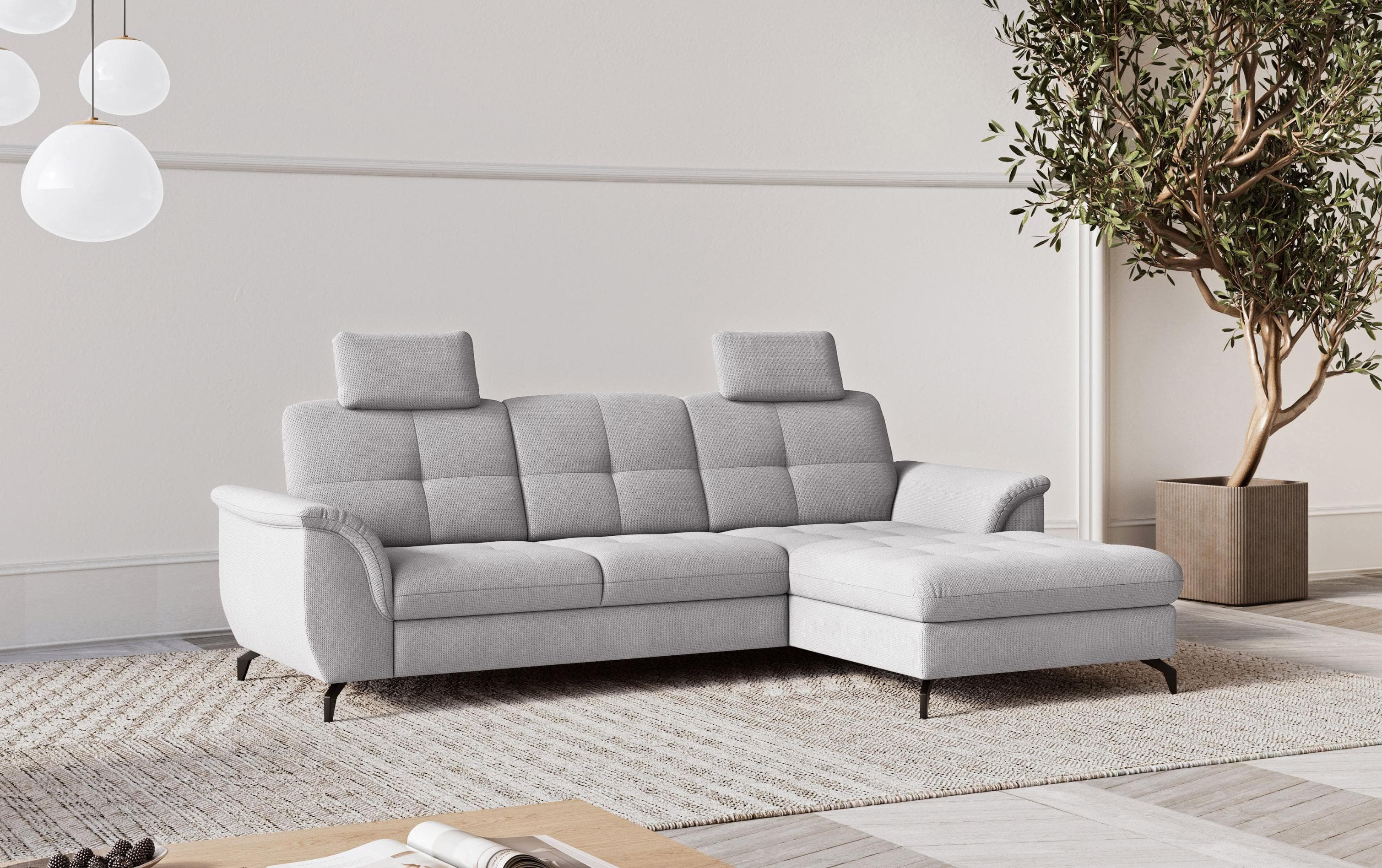 SIT & MORE Ecksofa Zora Silber mit Recamiere