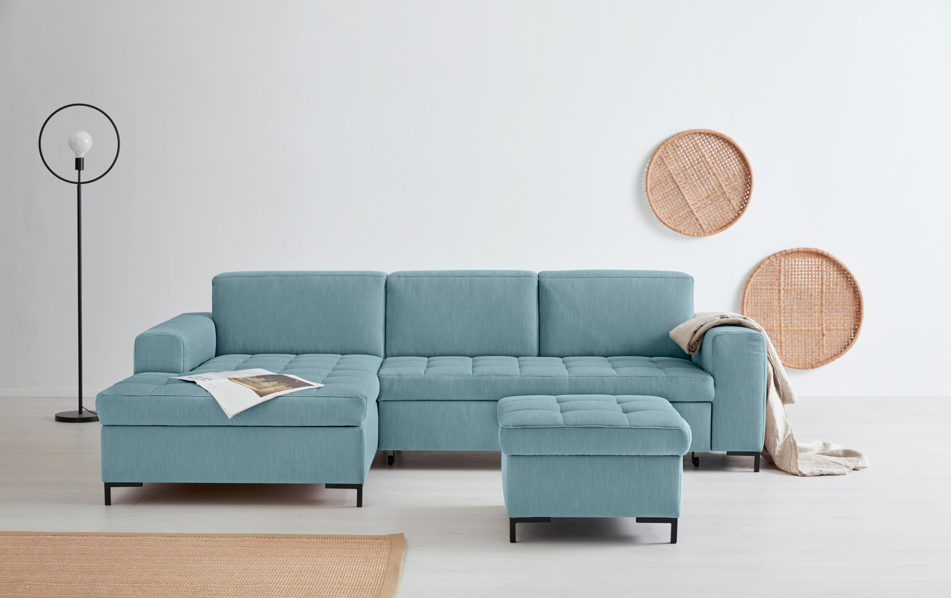 OTTO PRODUCTS Ecksofa Grazzo L-Form Eisblau mit Bettfunktion