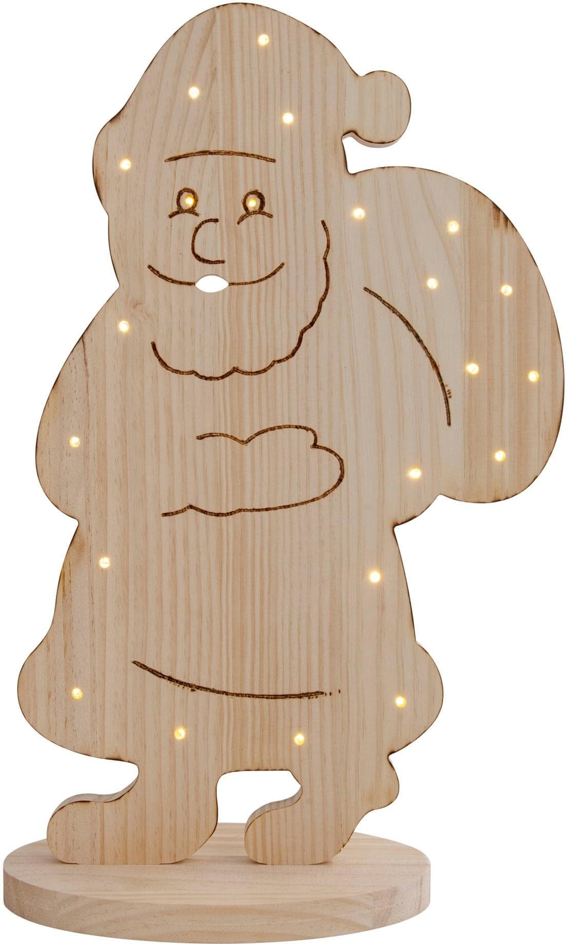 NÄVE LED Santa Weihnachtsdeko Holz Natur 49cm