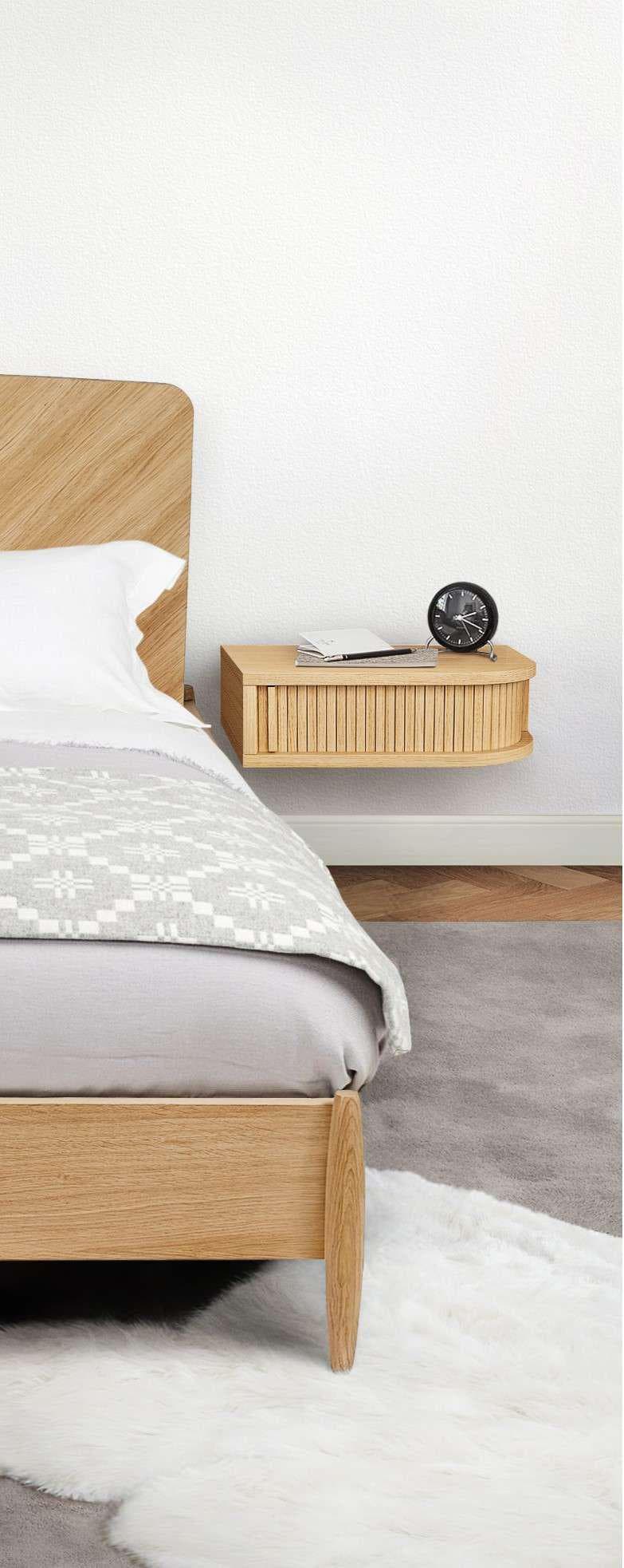 WOODMAN Nachttisch Farsta Eiche Braun Tambourschiebetür Wandmontage