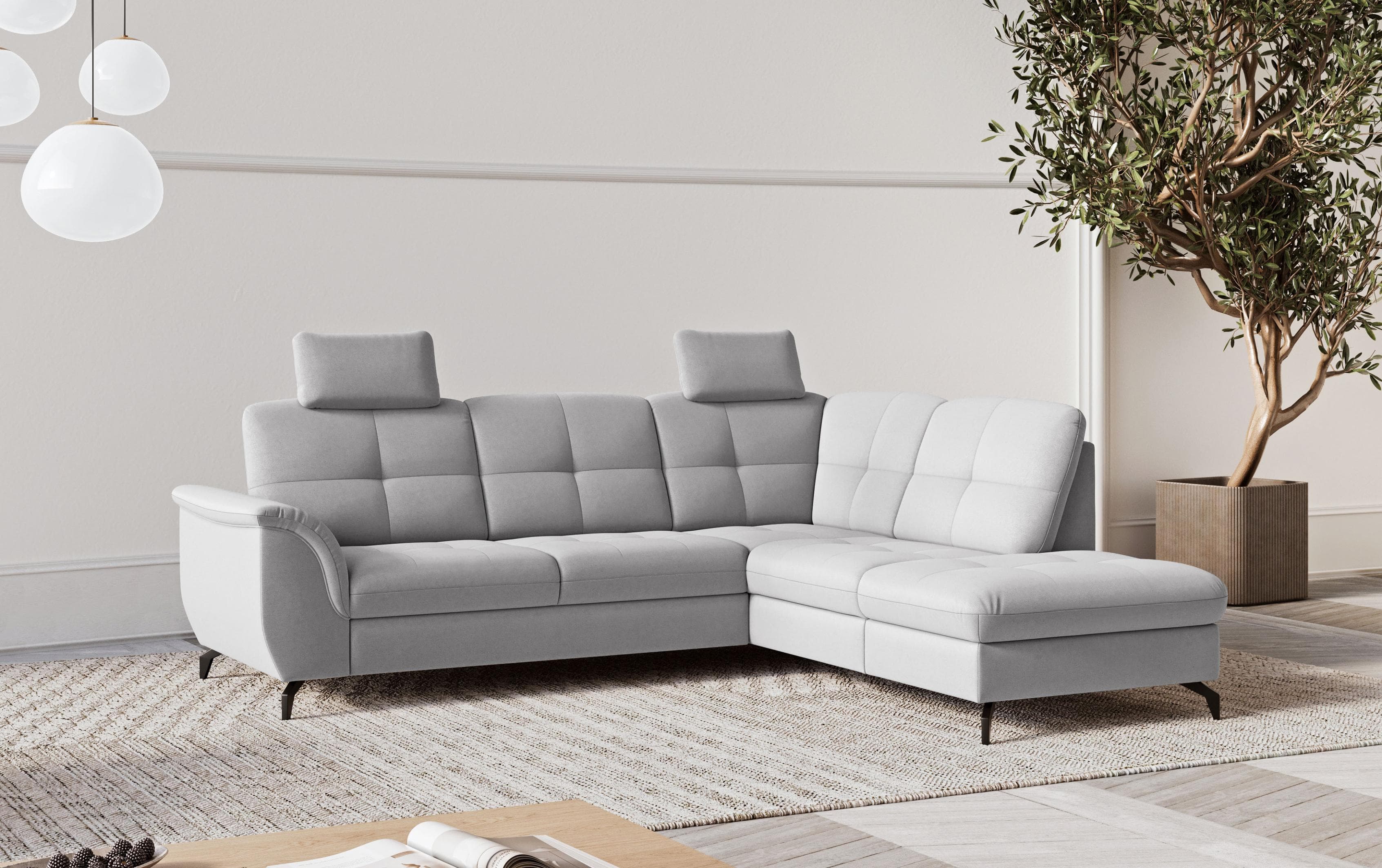 SIT & MORE Ecksofa Zora Grau mit Ottomane und Winkelfüßen