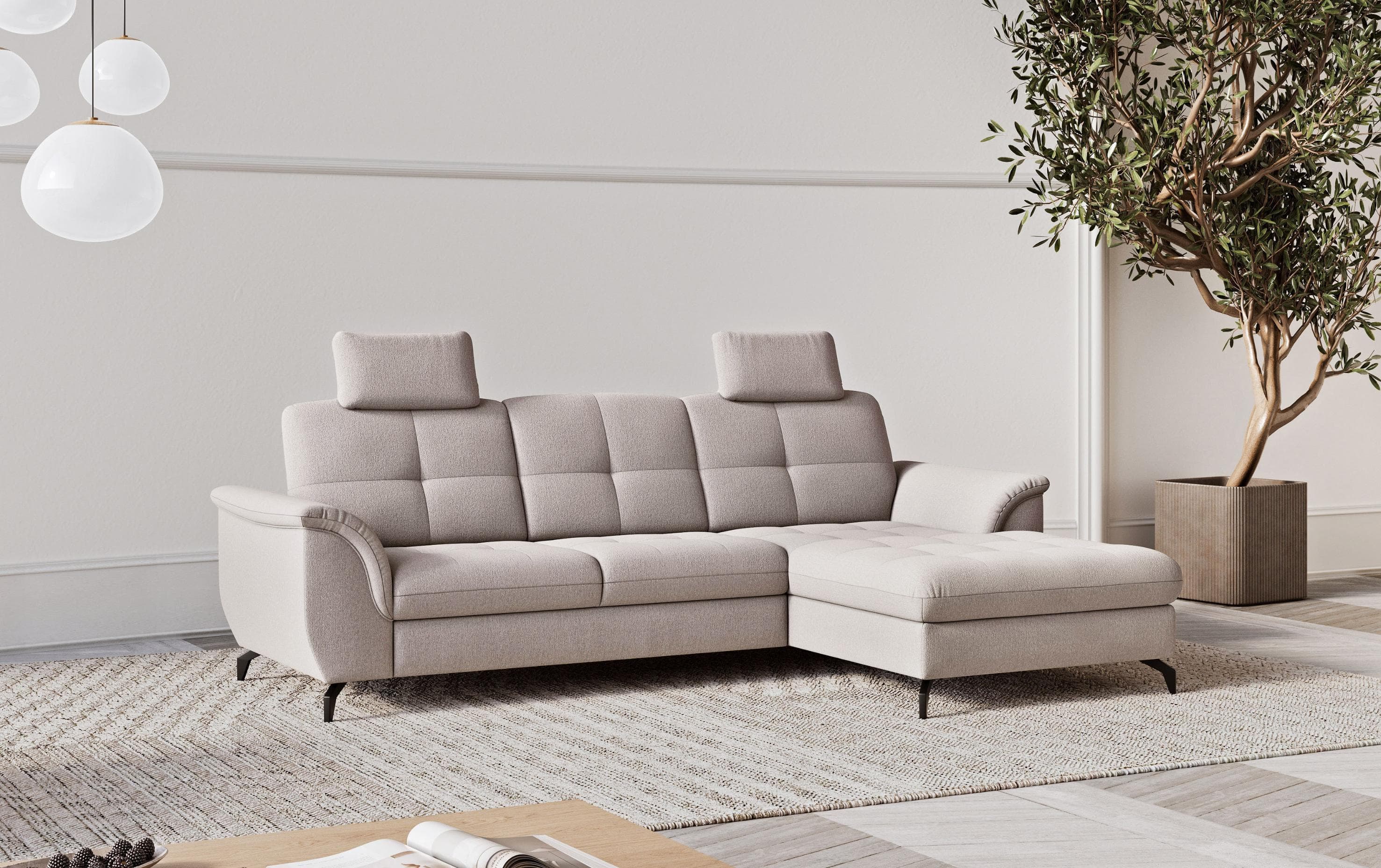 SIT & MORE Ecksofa Zora Grau Microfaser Recamiere rechts