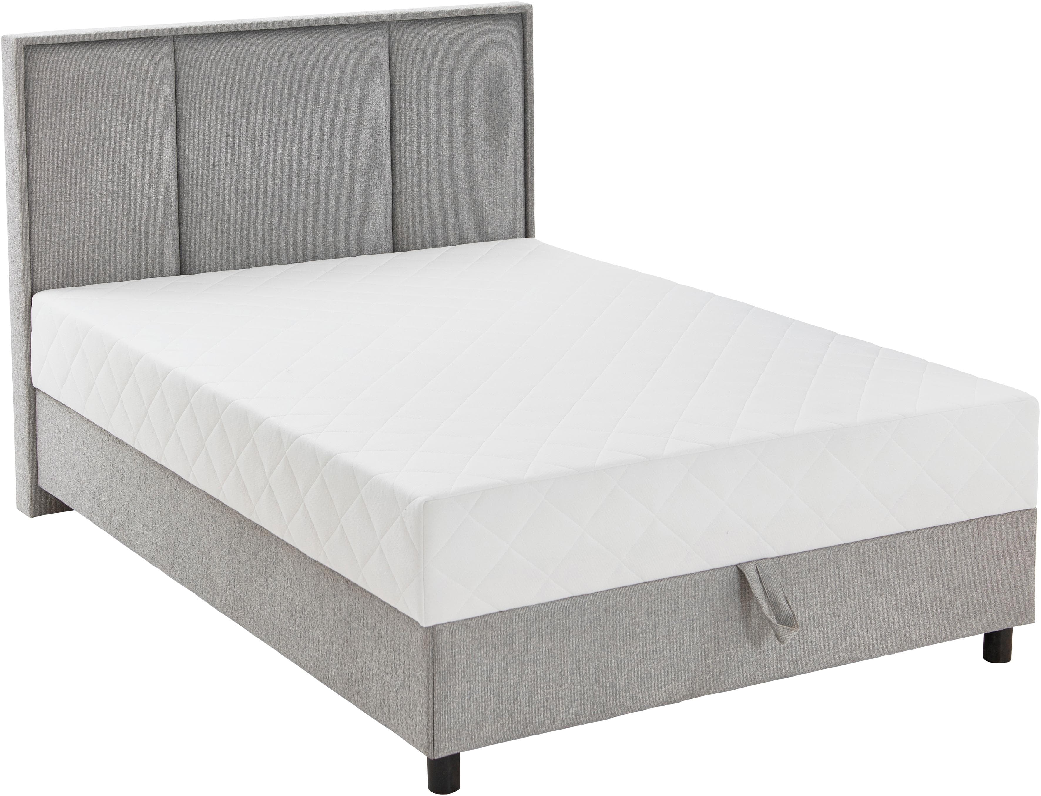 Boxbett ARLA hellgrau mit Bettkasten und Taschen-Federkernmatratze