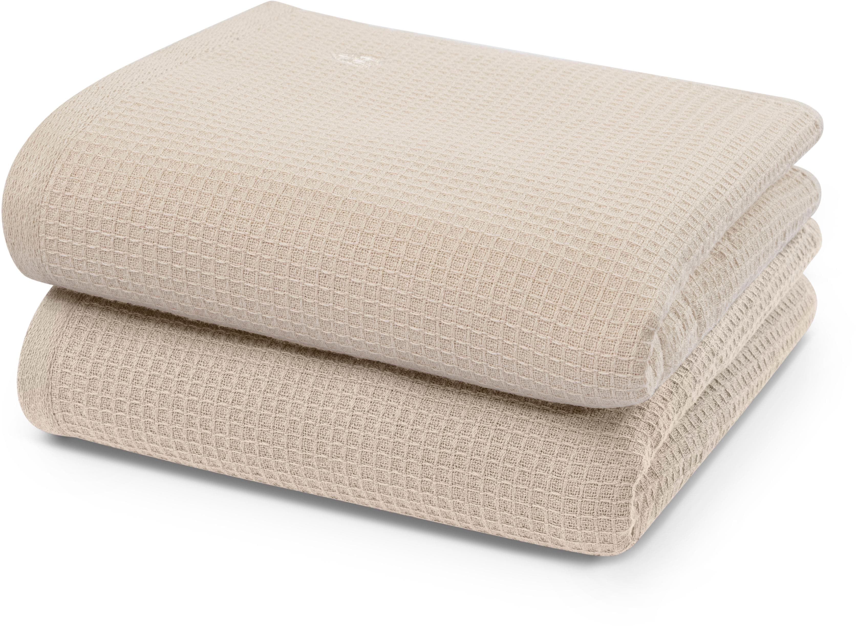 ROSS Handtuch Waffelpique Beige 100% Baumwolle