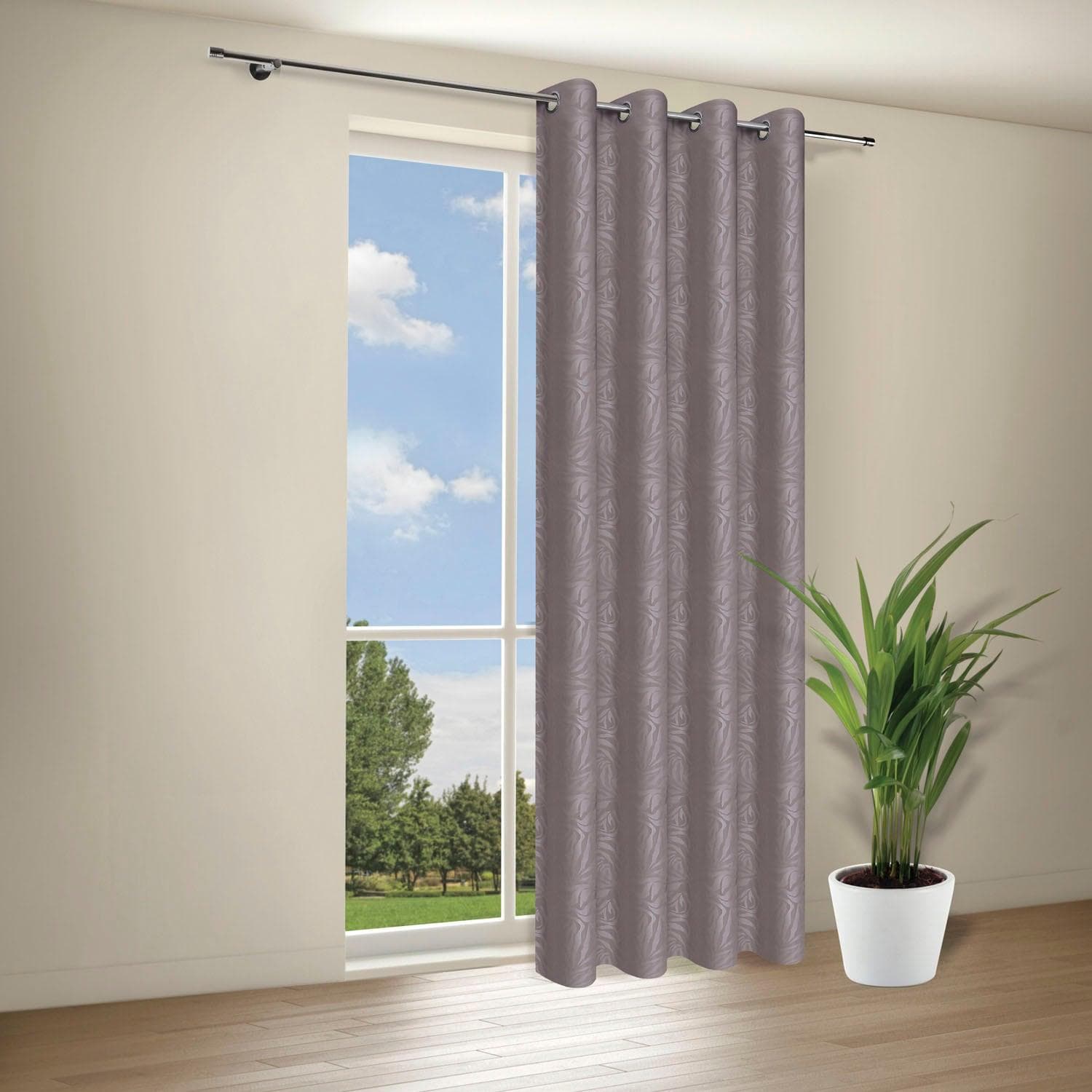 GERSTER Gardine Lauren Grau 140x245 cm Ösenschal Polyester
