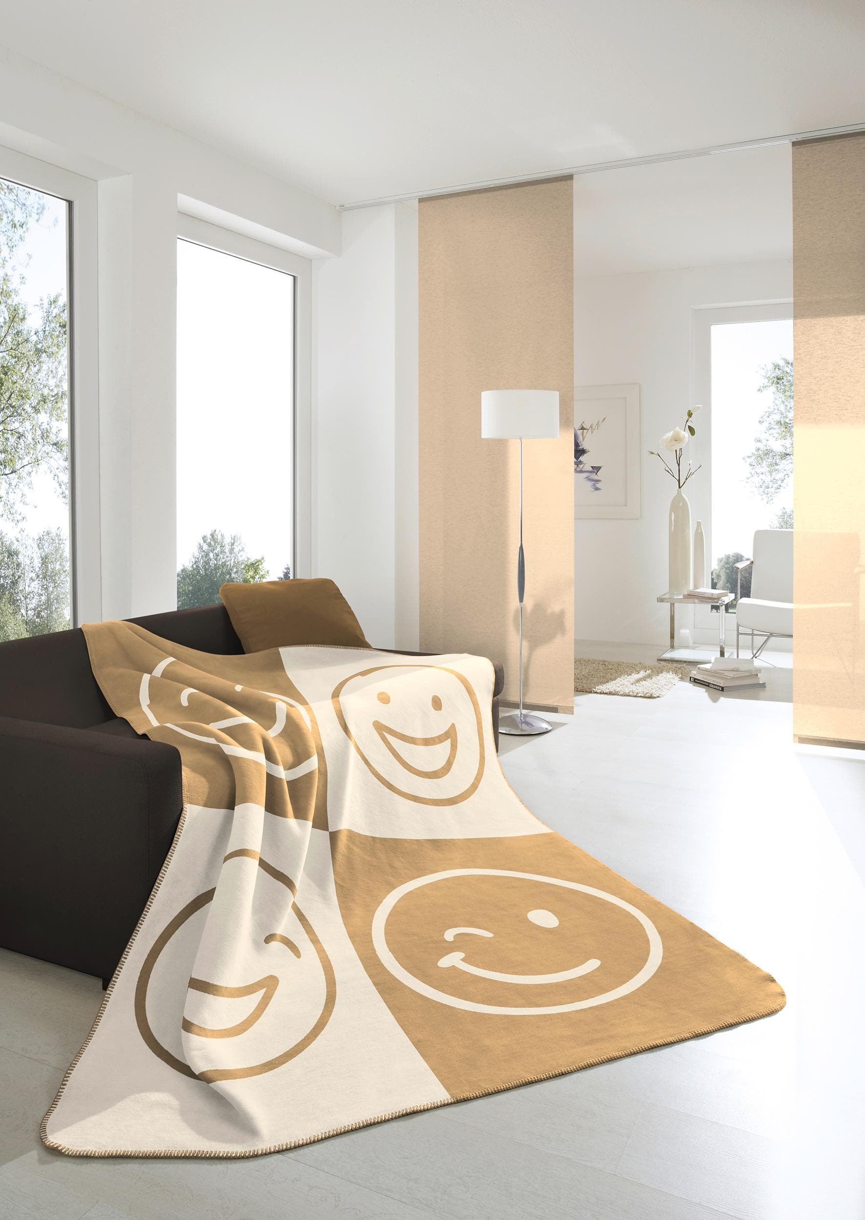 Wohndecke Biederlack Emoji Beige Baumwolle Polyacryl