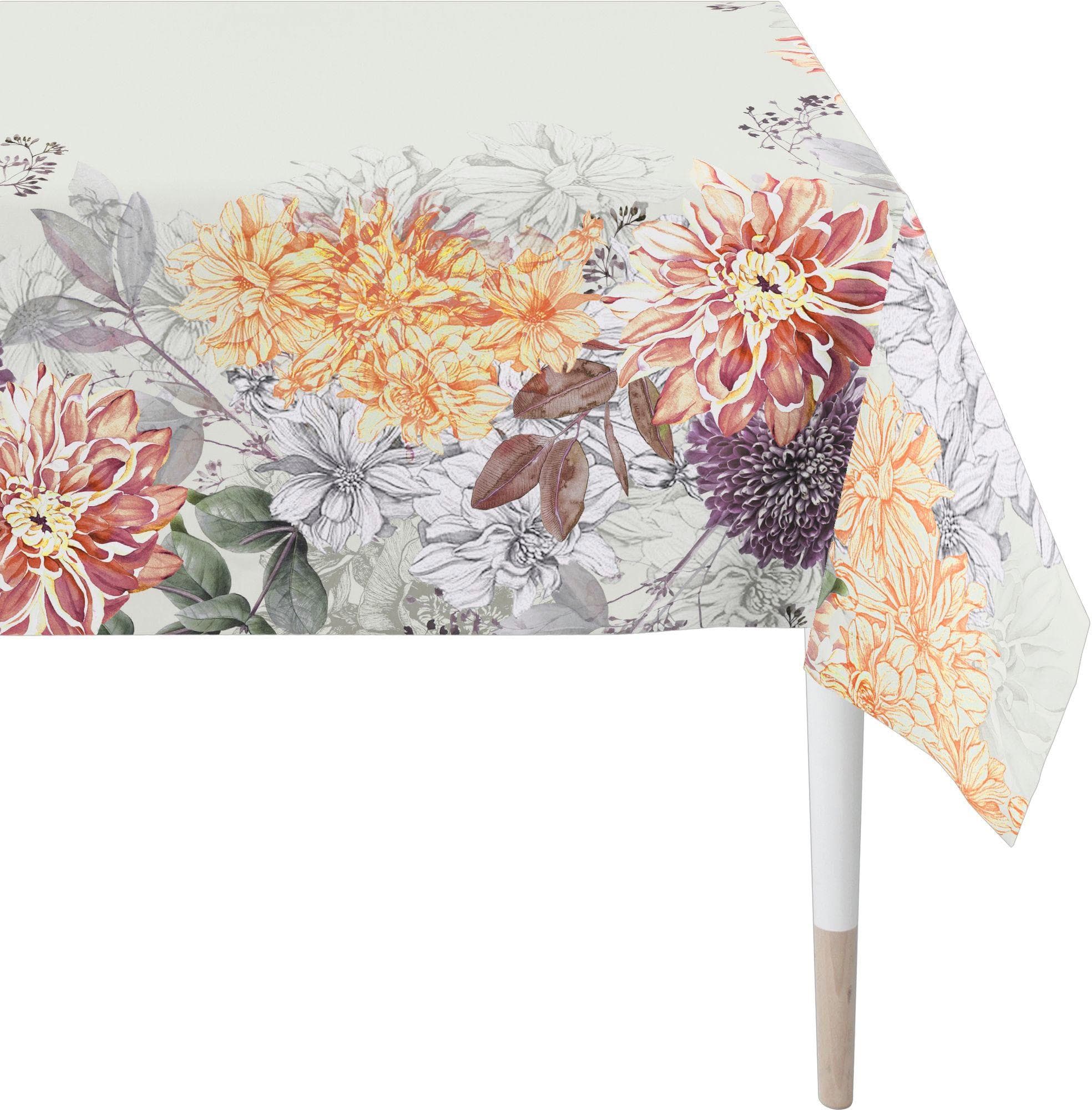 APELT Herbst Tischdecke mit Eukalyptus-Blütenmotiv - Digitaldruck