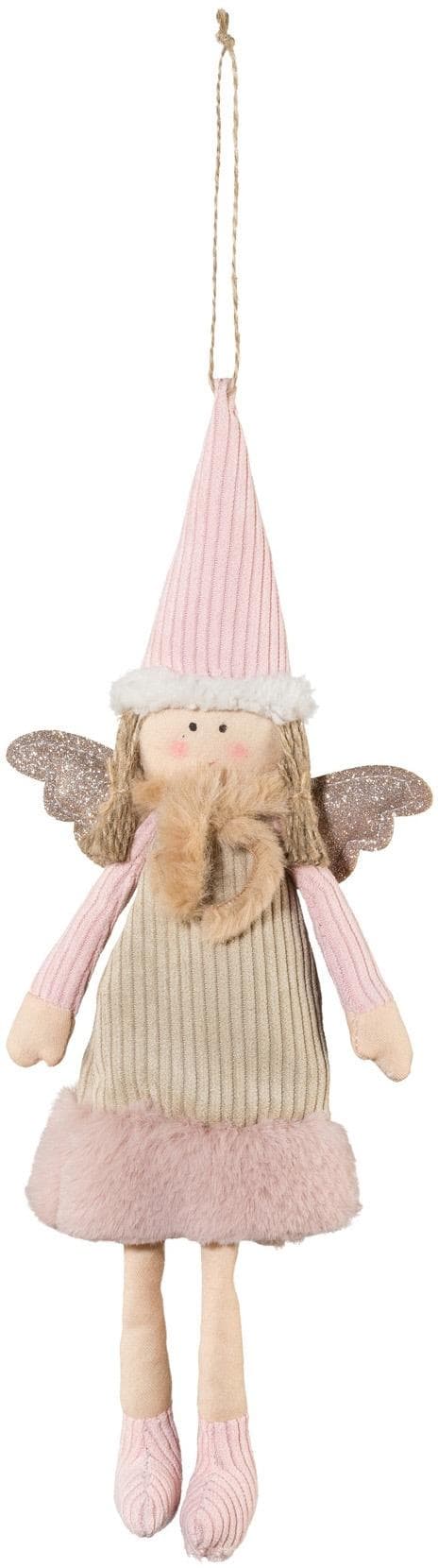 CREATIV DECO Weihnachtsdeko Dekohänger Rosa mit Plüsch-Schal