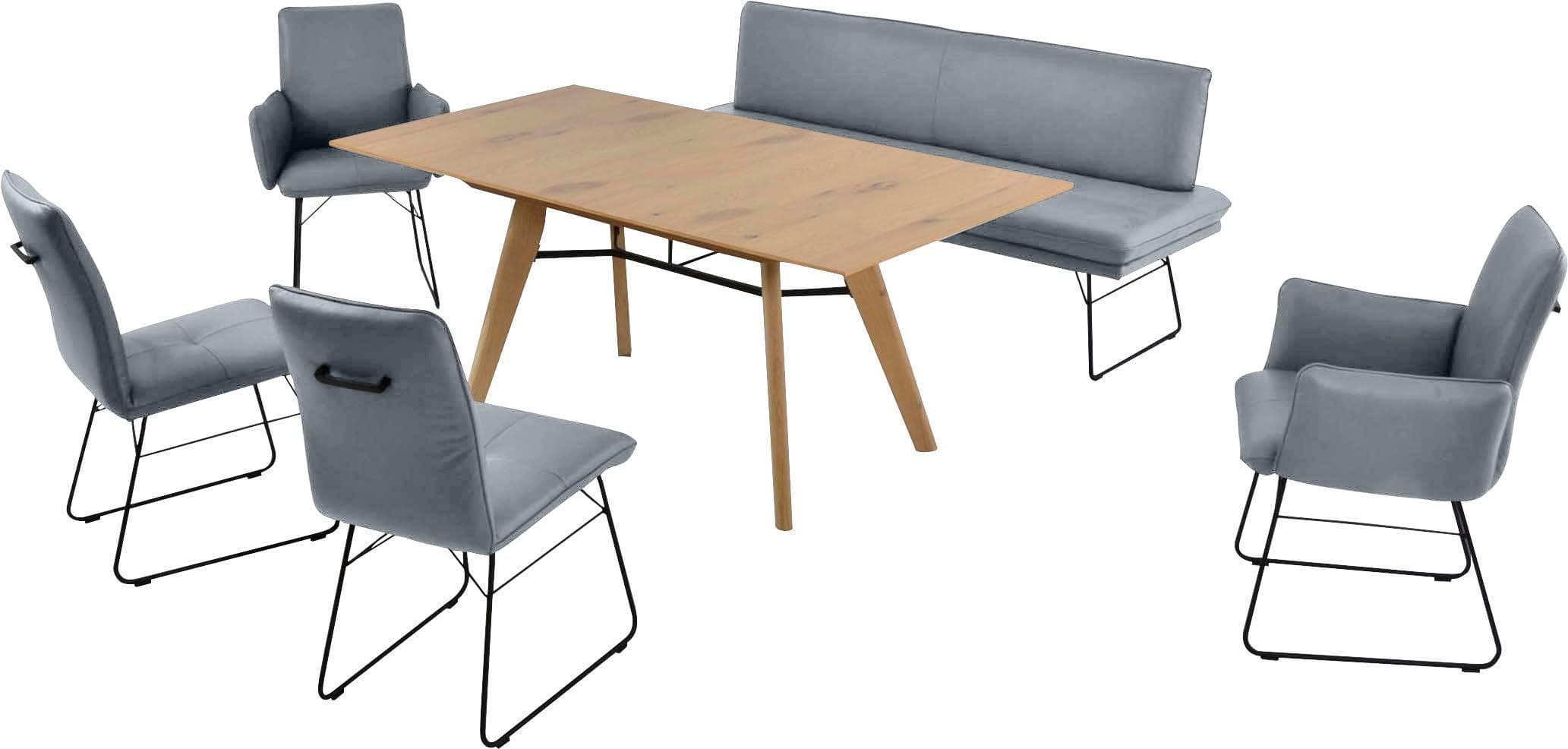 K+W Giacomo IV Essgruppe Aqua Leder CLOUD mit Ansteckplatte