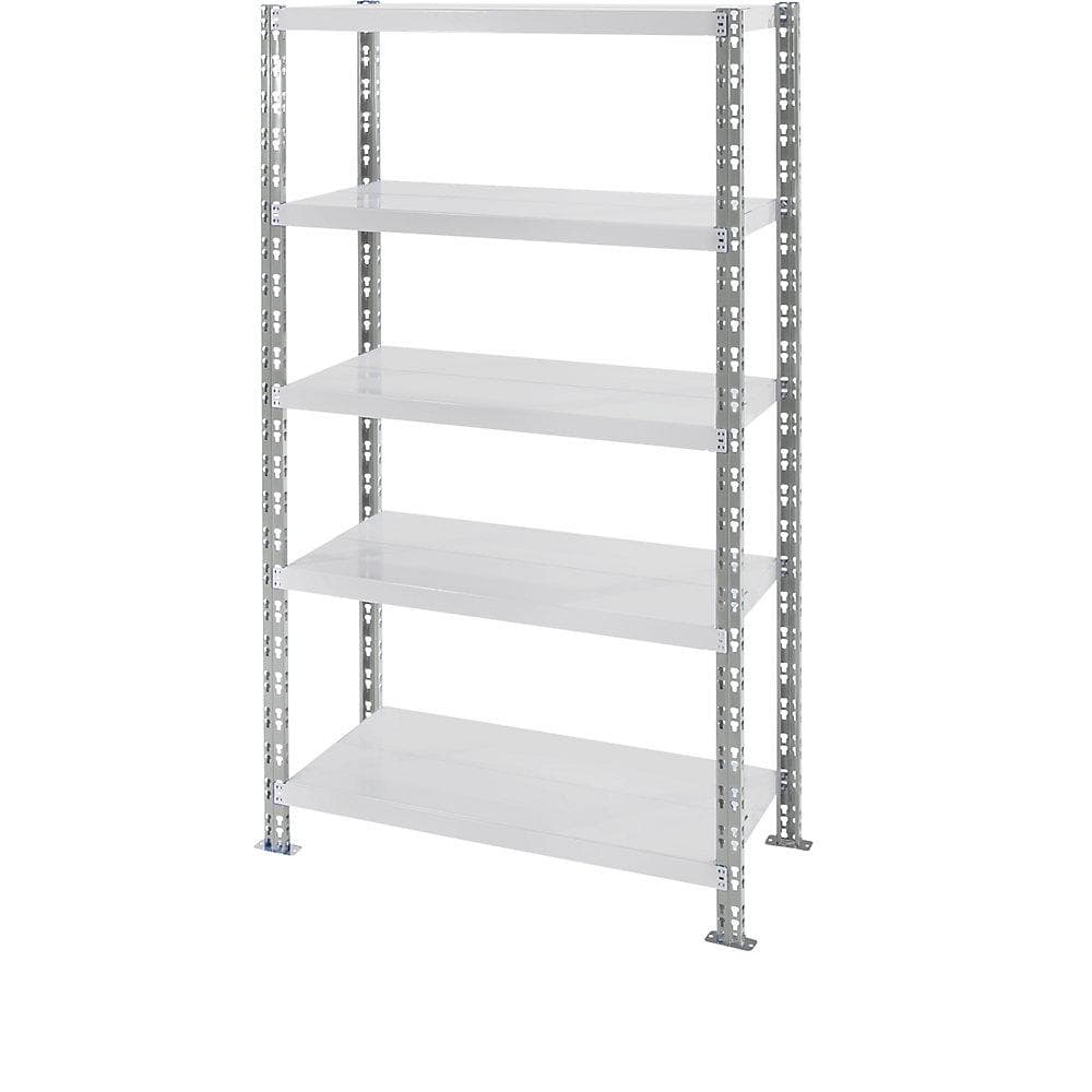 kaiserkraft Universalsteckregal Stahlblechböden weißaluminium/blaugrau