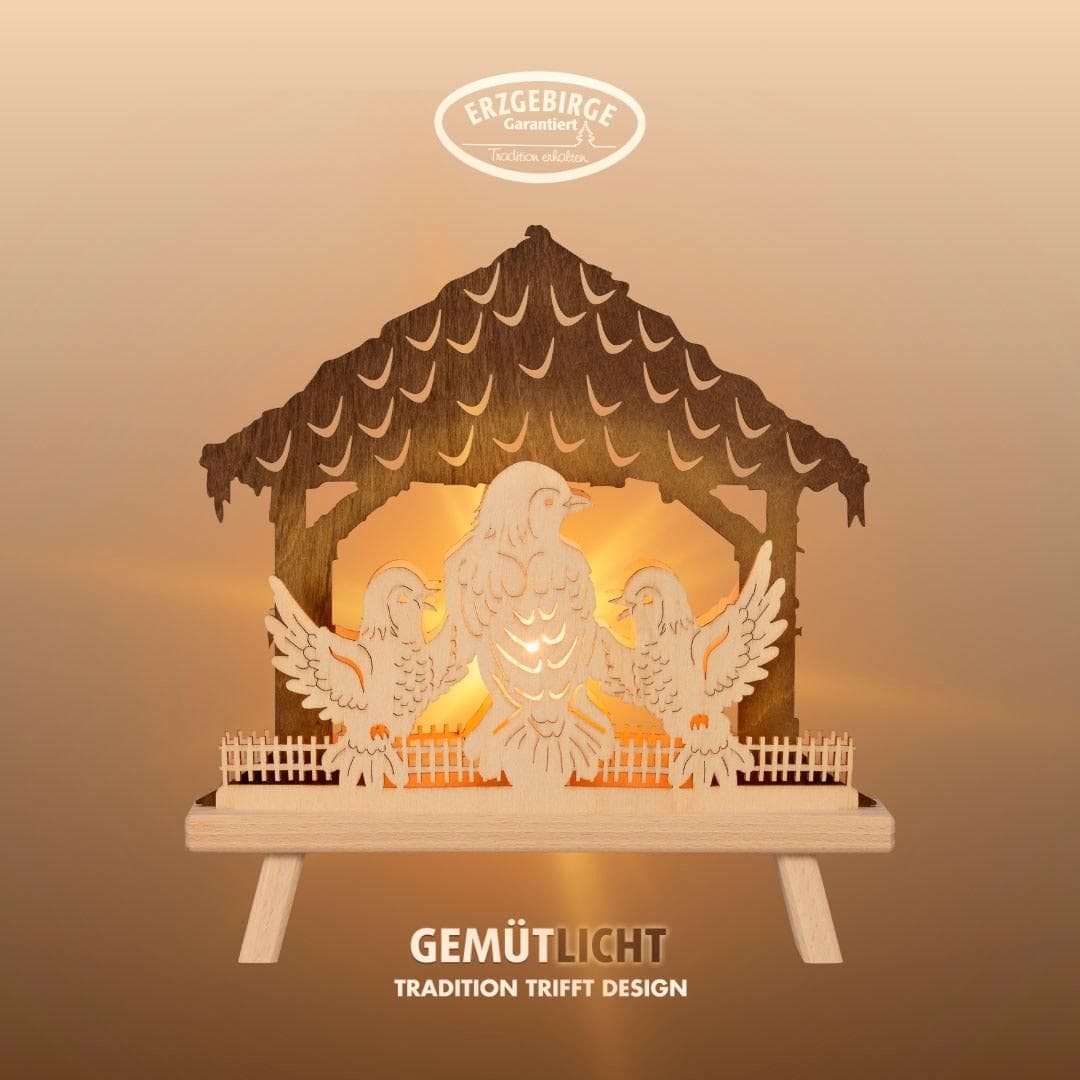 Weigla Vogelhaus Lichterbogen - Natürliche Winterdeko & Weihnachtsbeleuchtung