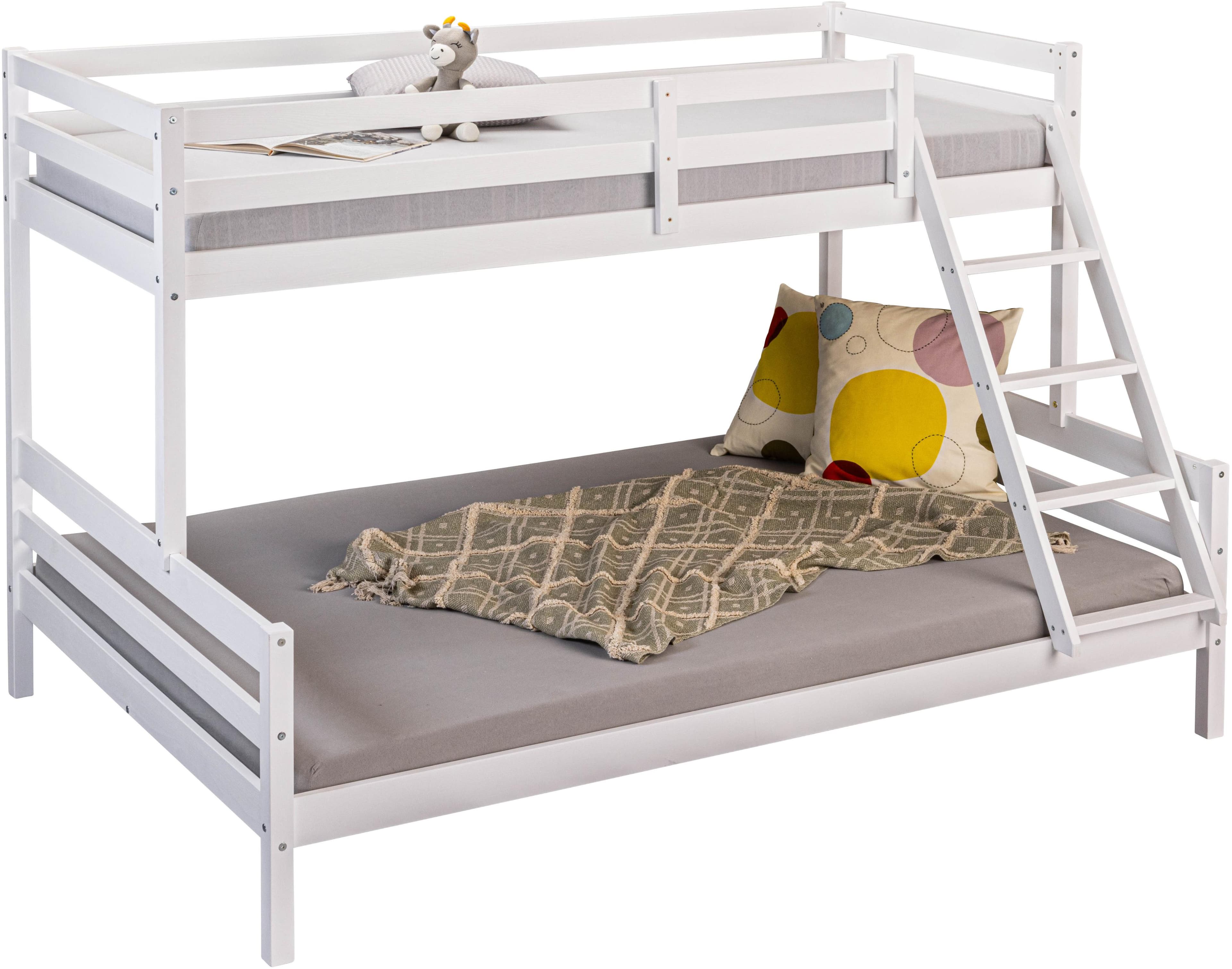 Etagenbett INTER LINK Weiß Massivholz Kiefer mit Leiter