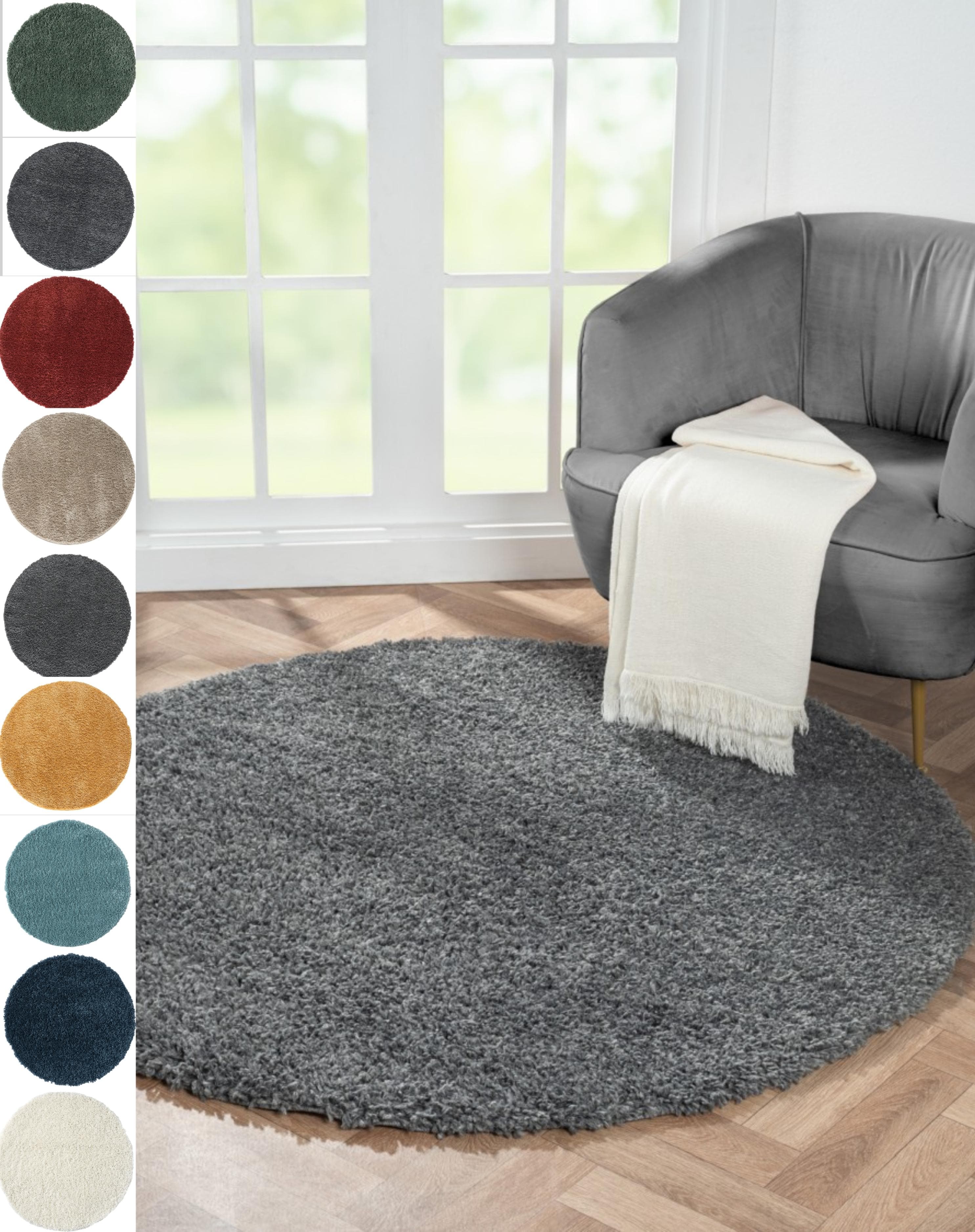 My Flair Hochflor-Teppich My Shaggy Dunkelgrau Rund