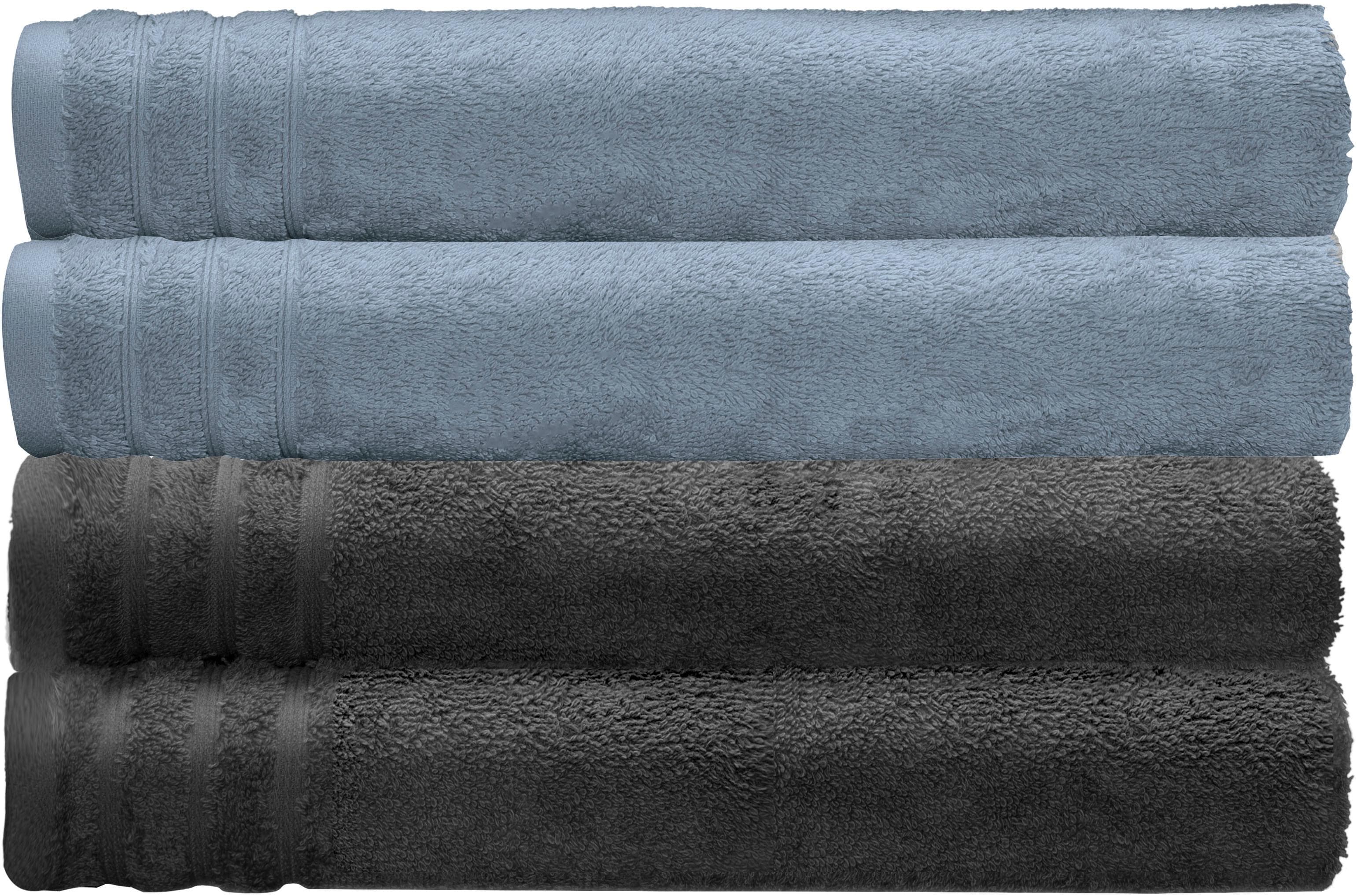 Kleine Wolke Duschtücher Set 4-tlg. Frottier Baumwolle Blau Grau