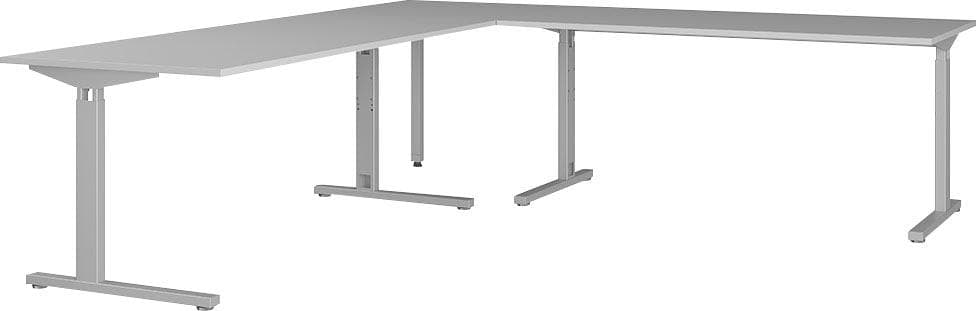 Germania Profi 3.0 Schreibtisch L-Form Lichtgrau Silber