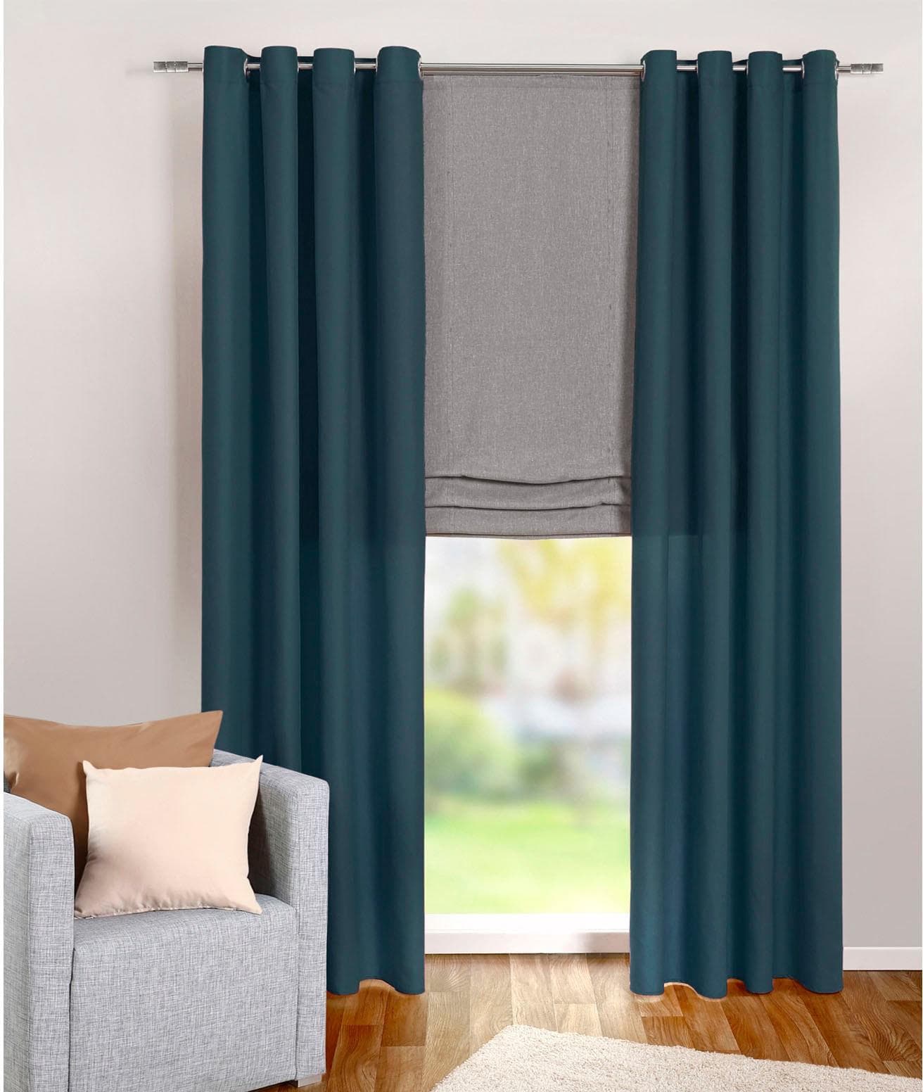 Weckbrodt Gardine Vito Dunkelpetrol Blickdicht Satin