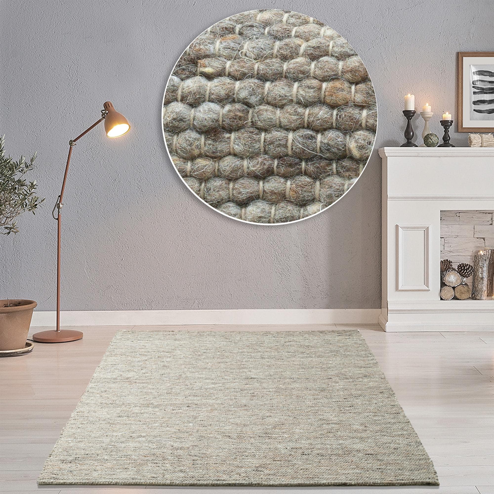 THEKO Wollteppich Alpen: Handgewebt, Meliert, Reine Wolle