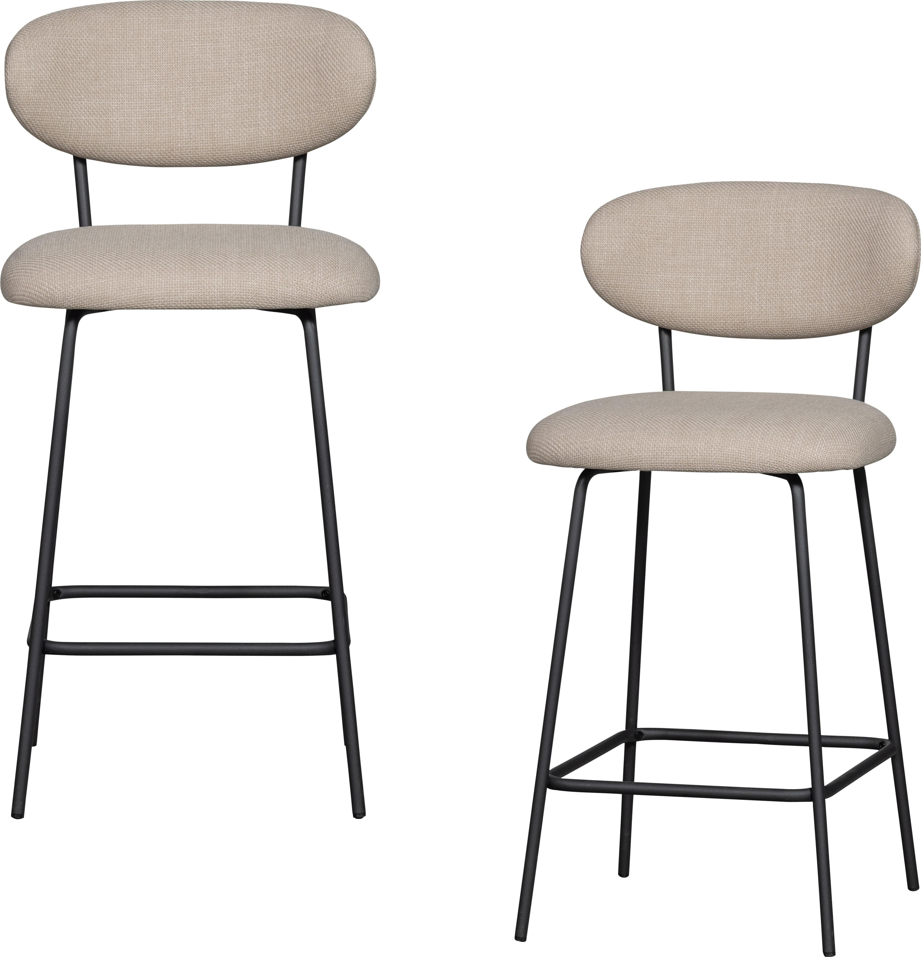 WOOOD Barhocker Kjeld Beige Metallgestell Gepolstert