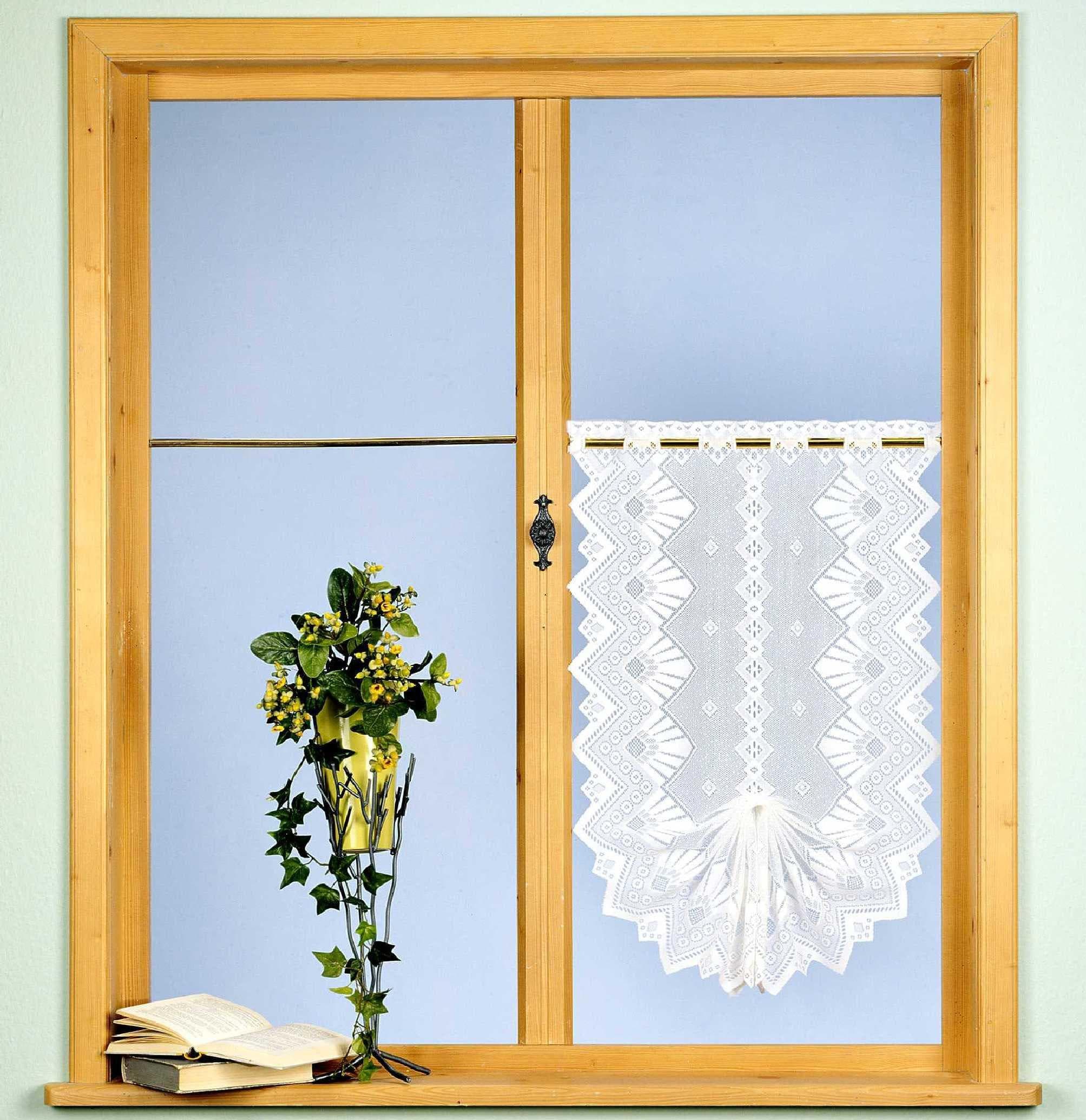 Weckbrodt Scheibengardine London Weiß Schwalbenschwanz Jacquard