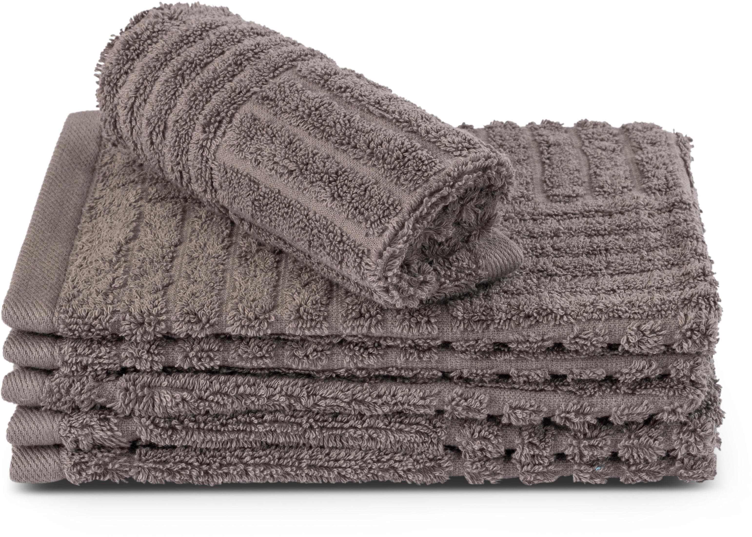 ROSS CARRE Waschhandschuch Grau Frottier 100% Baumwolle