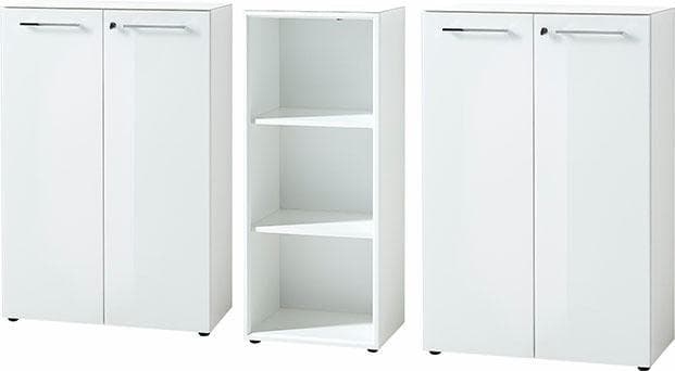 Büromöbel-Set GERMANIA GW-Monteria 3-tlg. Weiß Glas Metall
