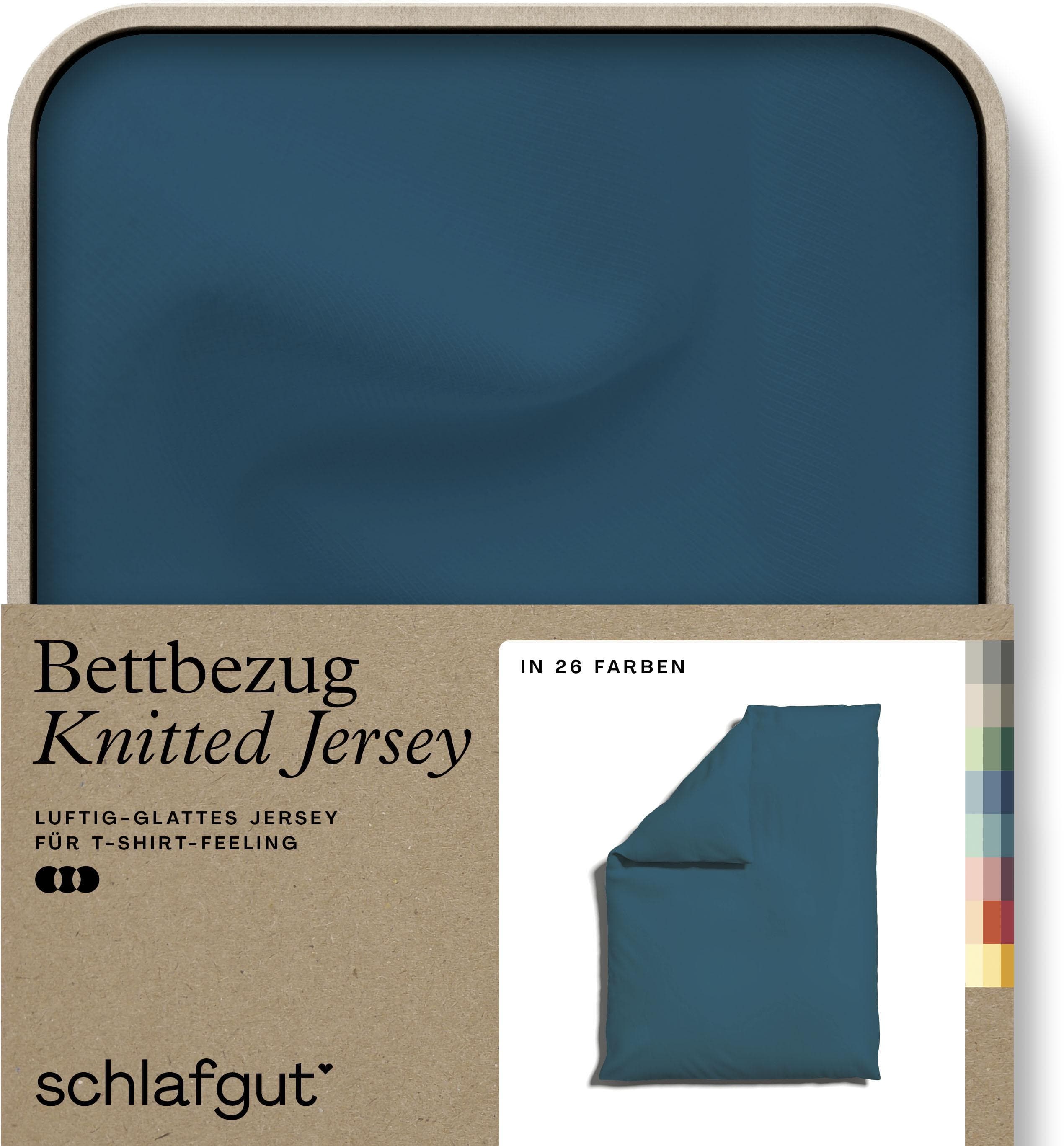 Schlafgut Knitted Jersey Bettbezug Bio-Baumwolle Elasthan Reißverschluss Bügelfrei