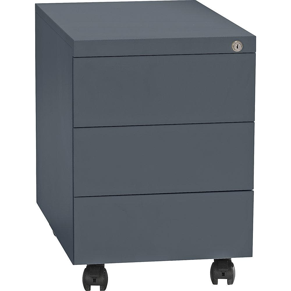 eurokraft Rollcontainer Stahl 3 Schubladen Stiftschale Grau