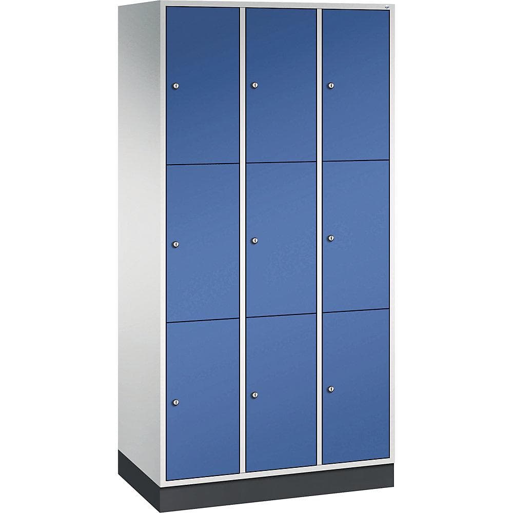 C+P Schließfachschrank Intro 3 Abteile Stahl lichtgrau/blau