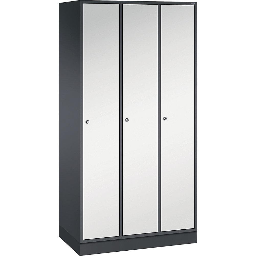 C+P Spind Intro Garderobenschrank 3 Abteile Stahl grau