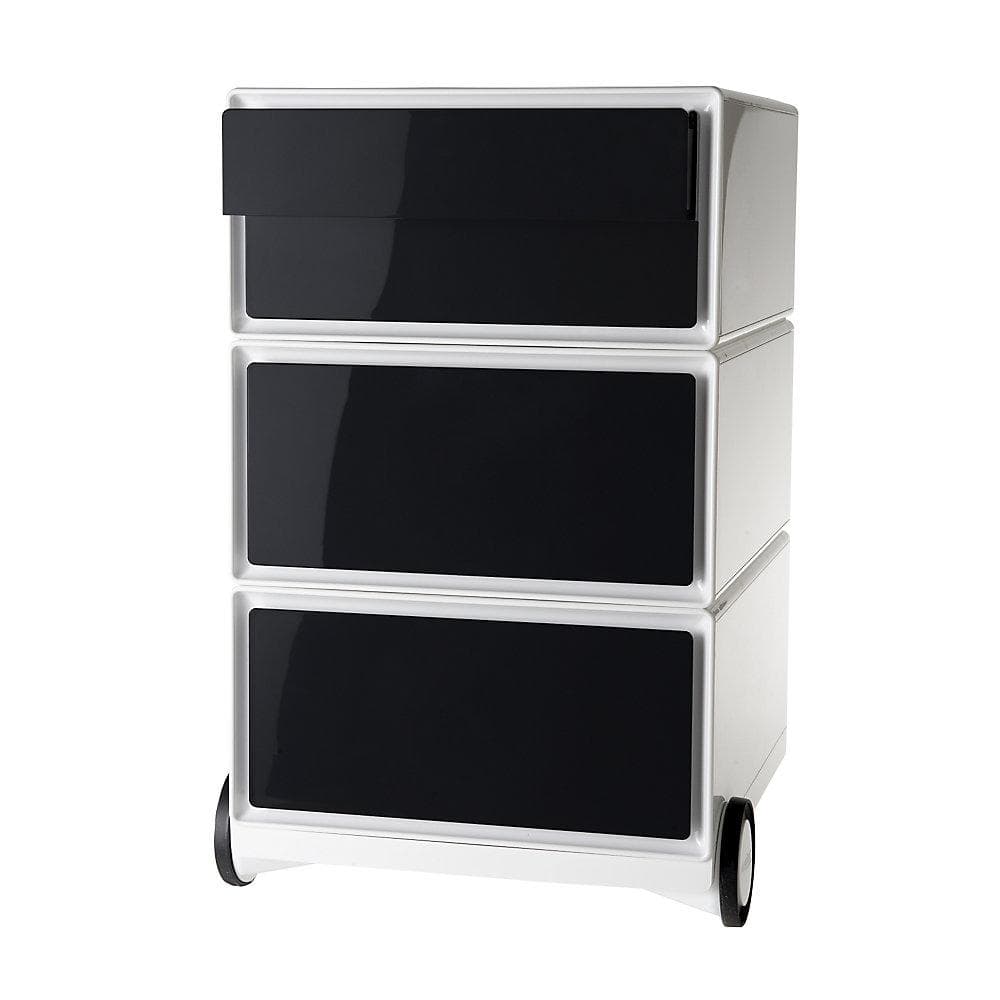easyBox Rollcontainer 4 Schubladen Weiß/Schwarz