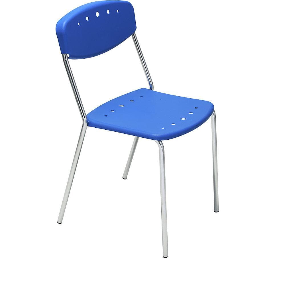 Kaiserkraft Stapelstuhl PENNY 4er Set Blau Verchromt