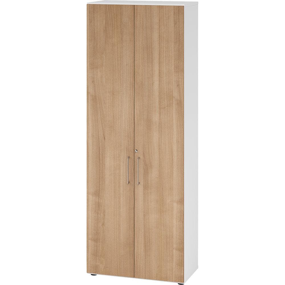 eurokraft pro Büroschrank weiß Nussbaum 5 Böden