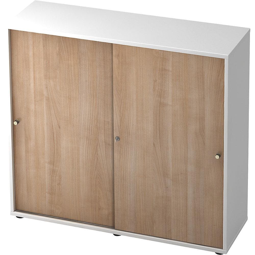 eurokraft pro Schiebetürenschrank Weiß/Nussbaum 120x40 cm