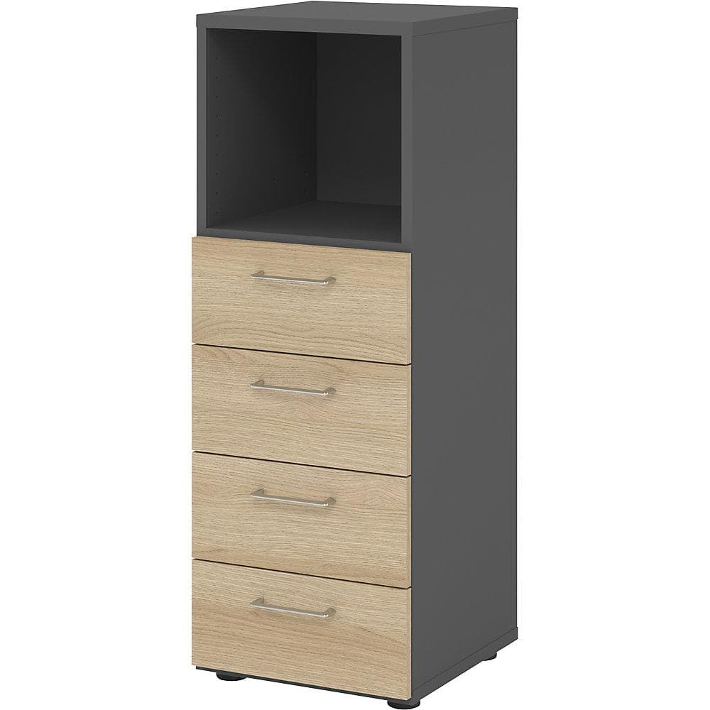 eurokraft pro Regalschrank 4 Schubladen Graphit Eiche