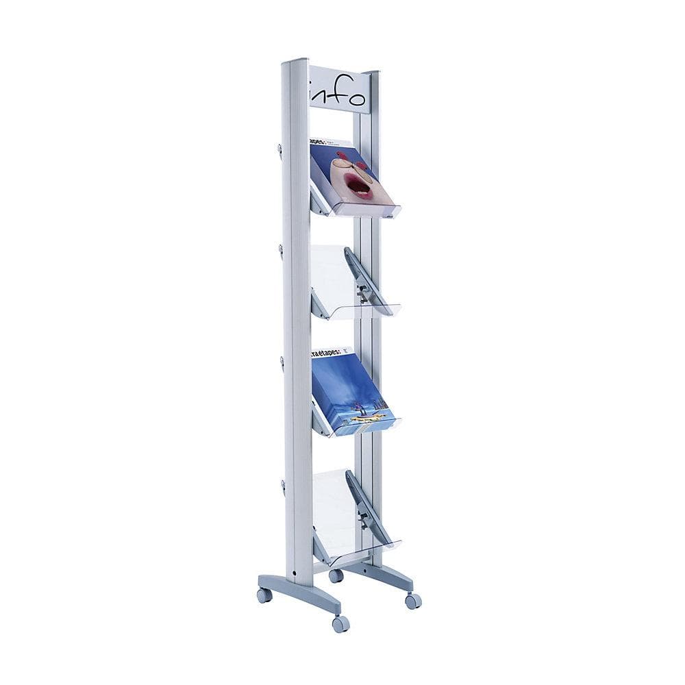 Paperflow Mobiler Metall-Prospektständer mit verstellbaren Plexiglasböden