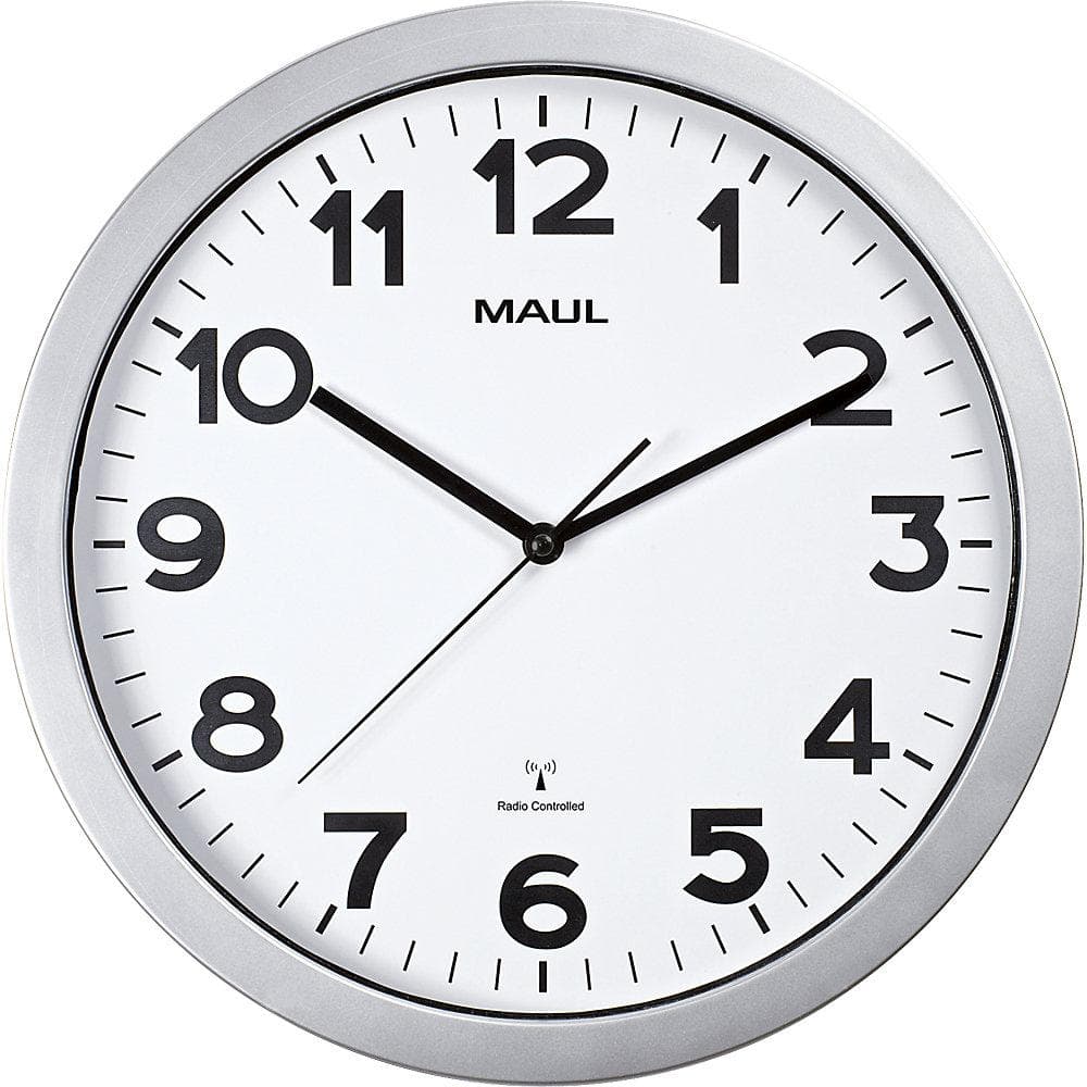 MAULstep Wanduhr Funkuhrwerk Silber Kunststoff Ø 350 mm