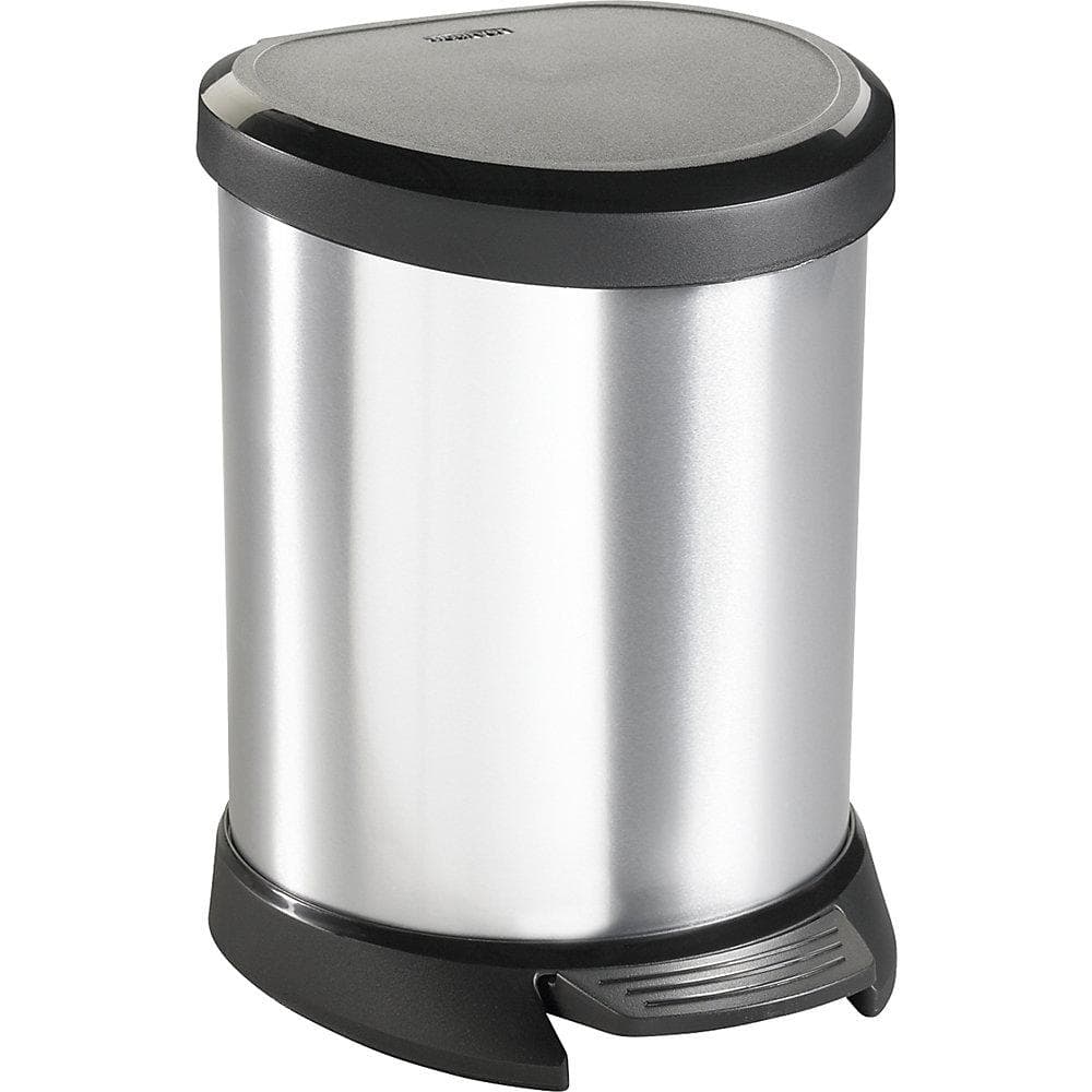 Curver Deco Bin Metallic's Tretabfallbehälter Halbrund 5 Liter Silber/Grau