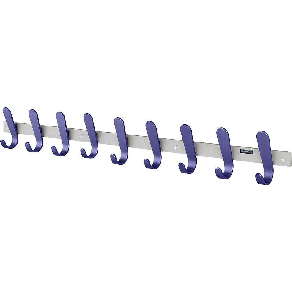 eurokraft pro Garderobenleiste mit 9 blauen Haken, Aluminium