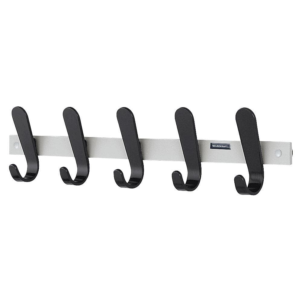 eurokraft pro Garderobenleiste 5 Haken Schwarz Aluminium
