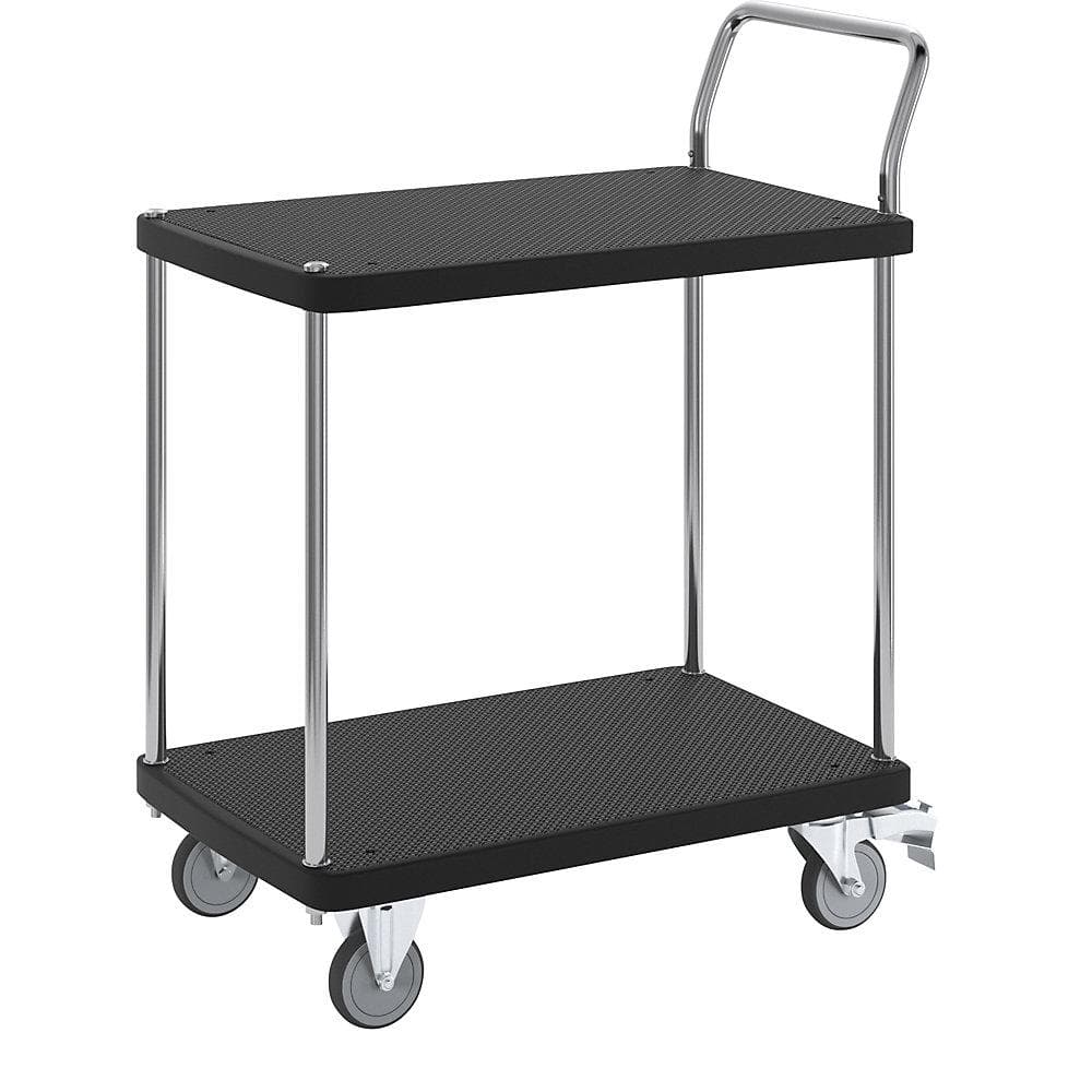 Kaiserkraft Servierwagen 2 Etagen Schwarz 150 kg Tragkraft