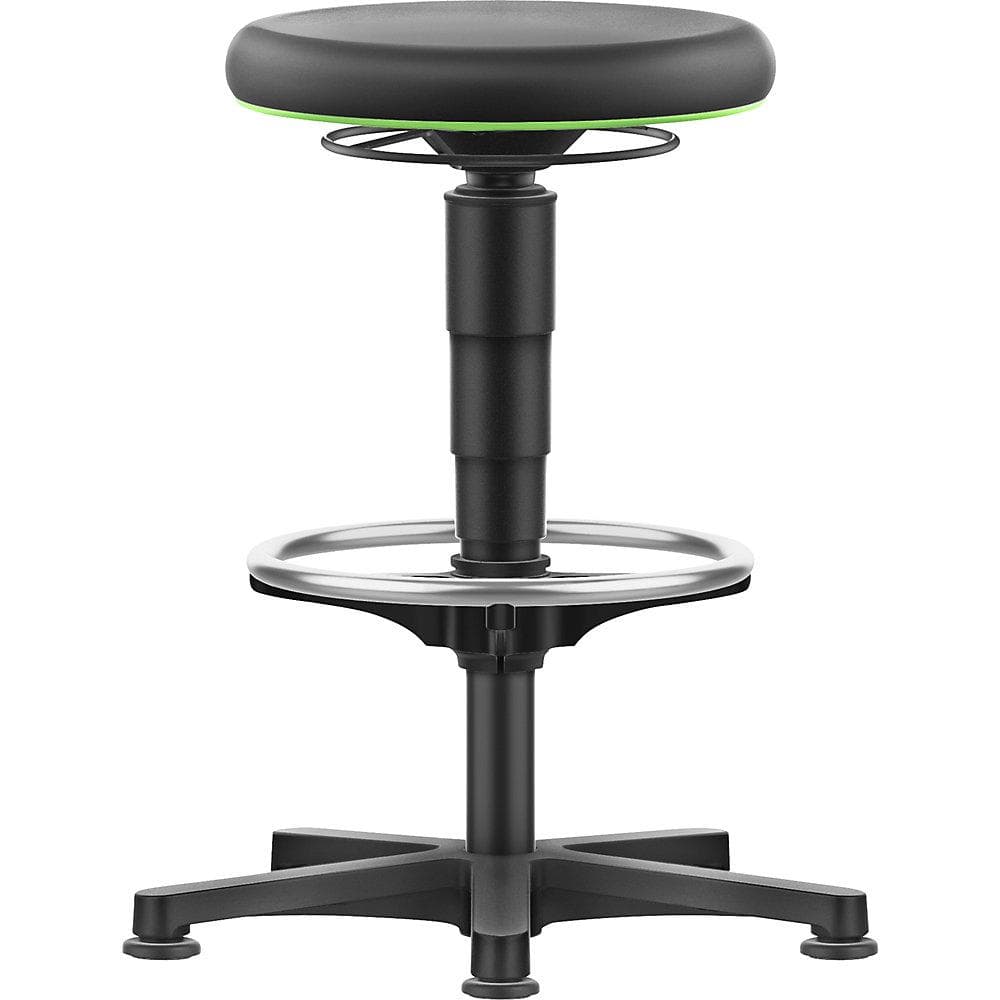 bimos Hocker Allround mit Gleitern, Fußring, PU-Schaum, Farbring grün