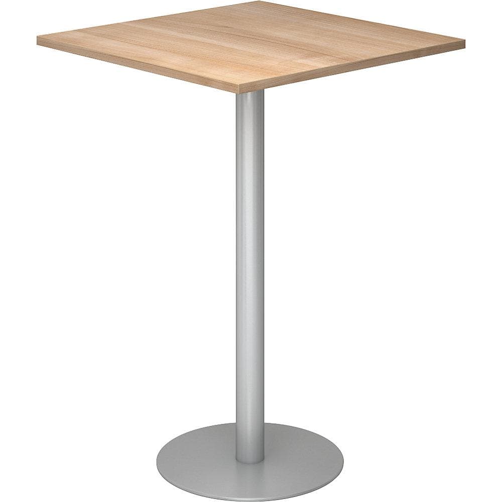 Kaiserkraft Stehtisch Nussbaum-Dekor Silber 800x800 mm