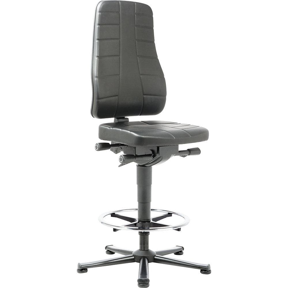 bimos Arbeitsdrehstuhl All-in-One Kunstleder Schwarz mit Fußring