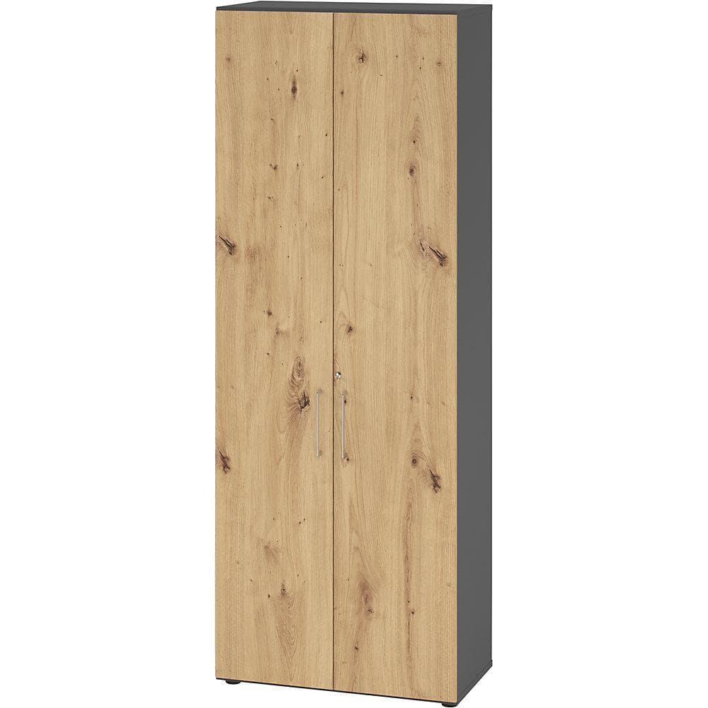 eurokraft pro Büroschrank 5 Fachböden Graphit/Asteiche