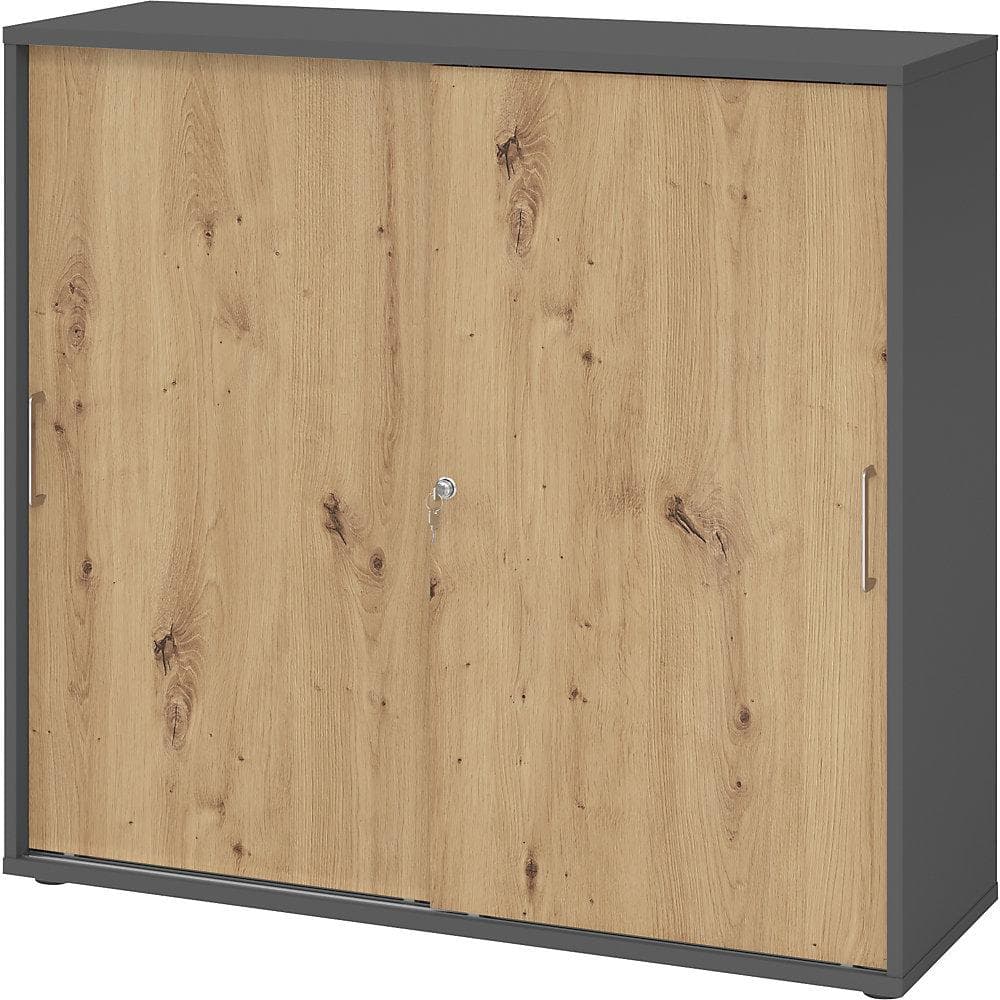 eurokraft pro Schiebetürenschrank 1100mm Graphit/Asteiche