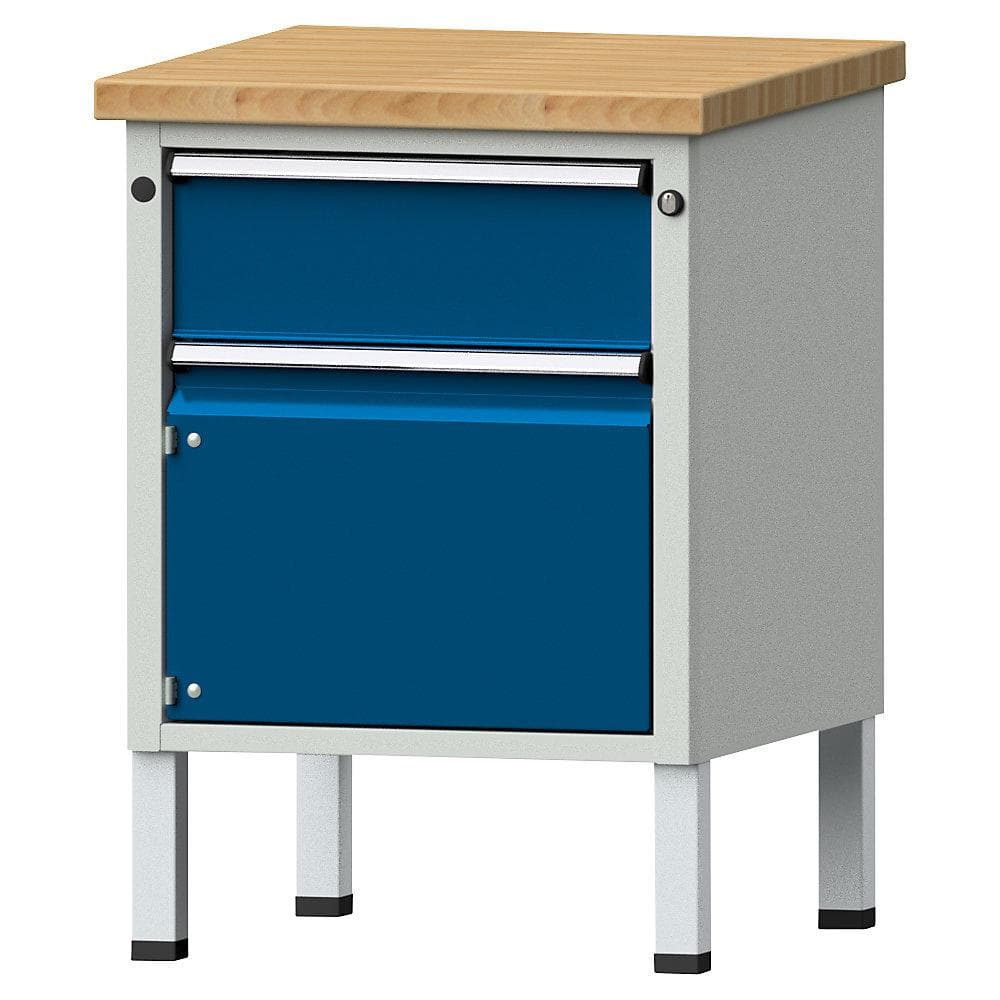 ANKE Kompaktwerkbank Blau/Grau mit Schublade und Schrank