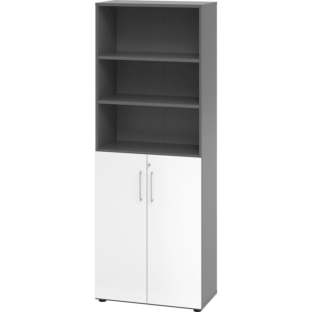 Kaiserkraft VERA-ZWO Büroschrank Graphit/Weiß mit 6 Ordnerhöhen