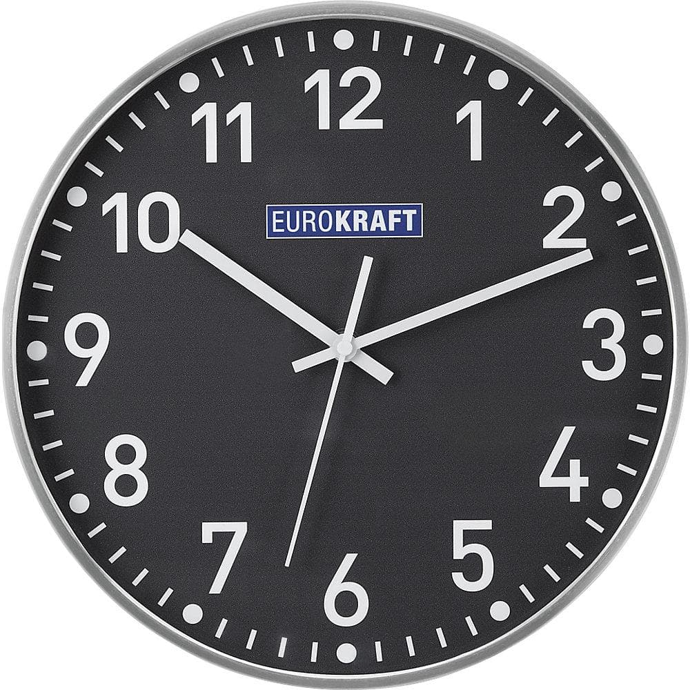 eurokraft pro Wanduhr 300 mm Edelstahl graphitgrau Quarzuhrwerk