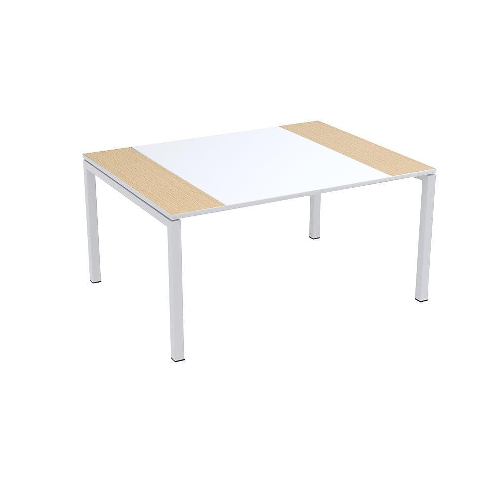 easyDesk Konferenztisch weiß/Buche-Dekor Metall 4-Fuß