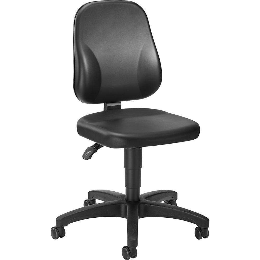 eurokraft basic Arbeitsdrehstuhl Schwarz Kunstleder mit Rollen